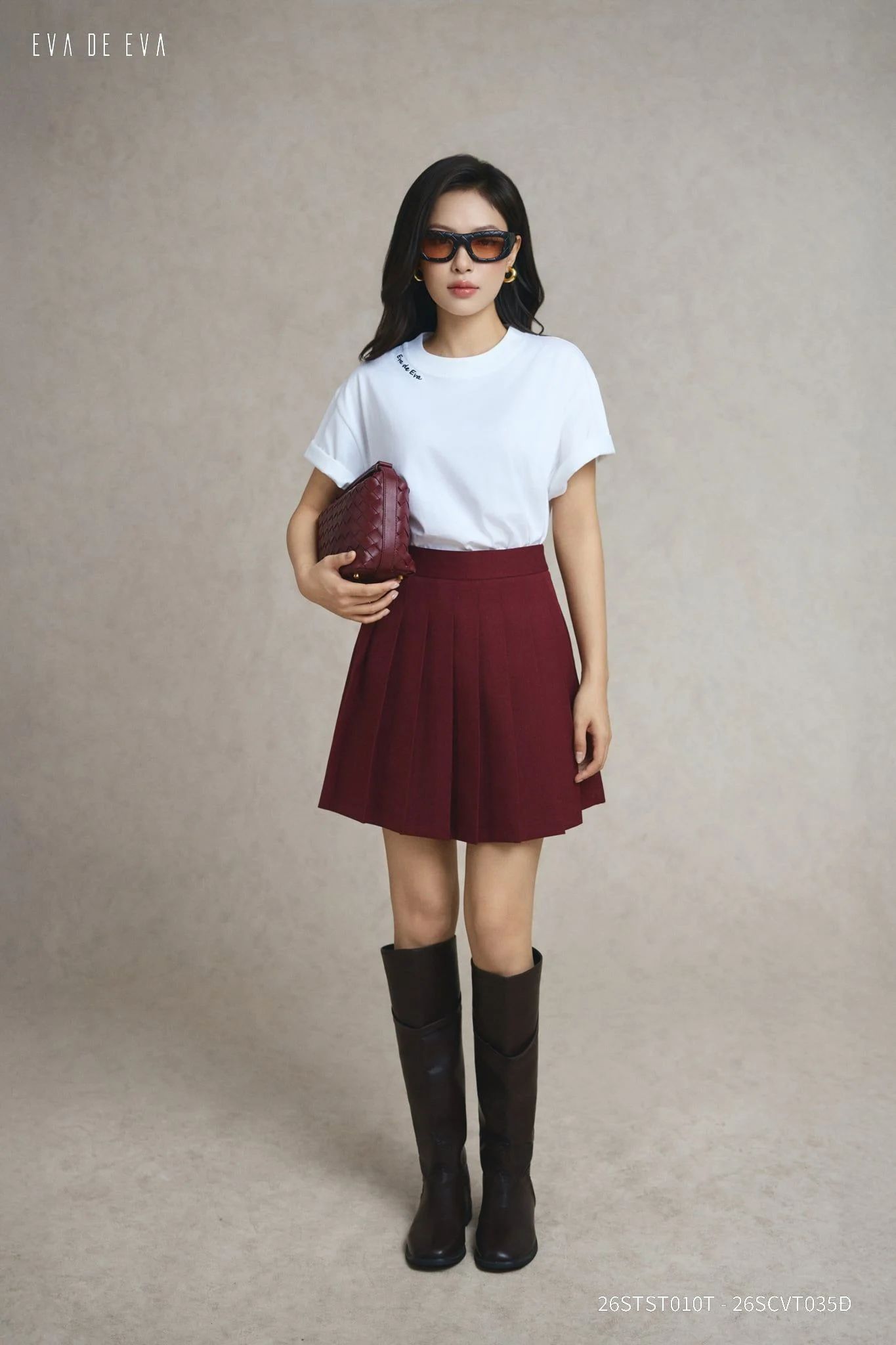  Chân váy Mini, Xếp ly 26SCVT035Đ2 