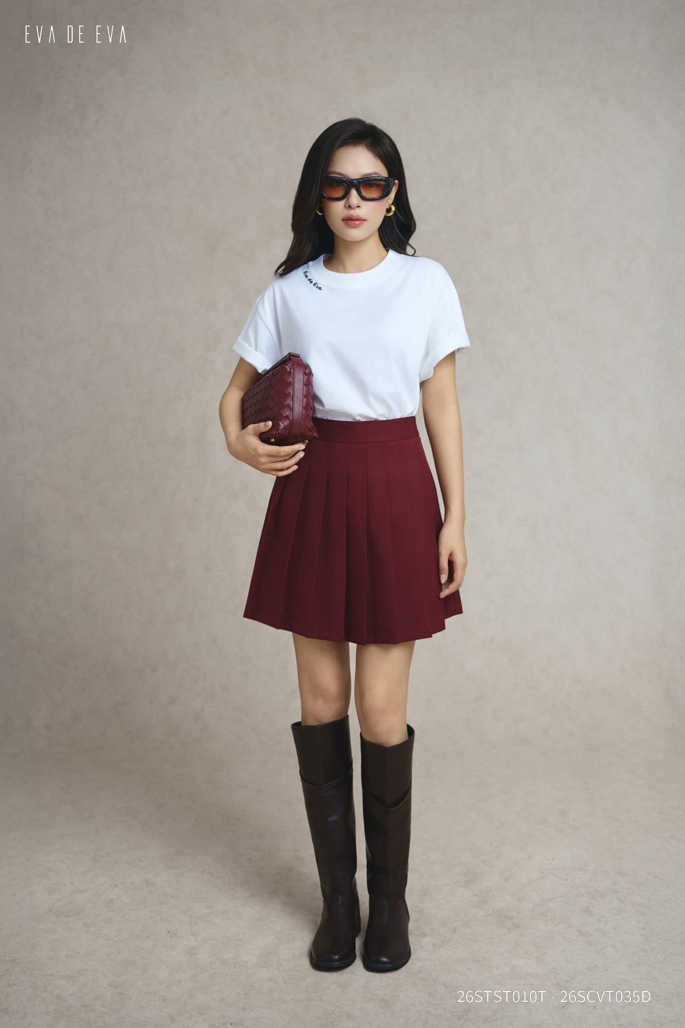  Chân váy Mini, Xếp ly 26SCVT035Đ1 