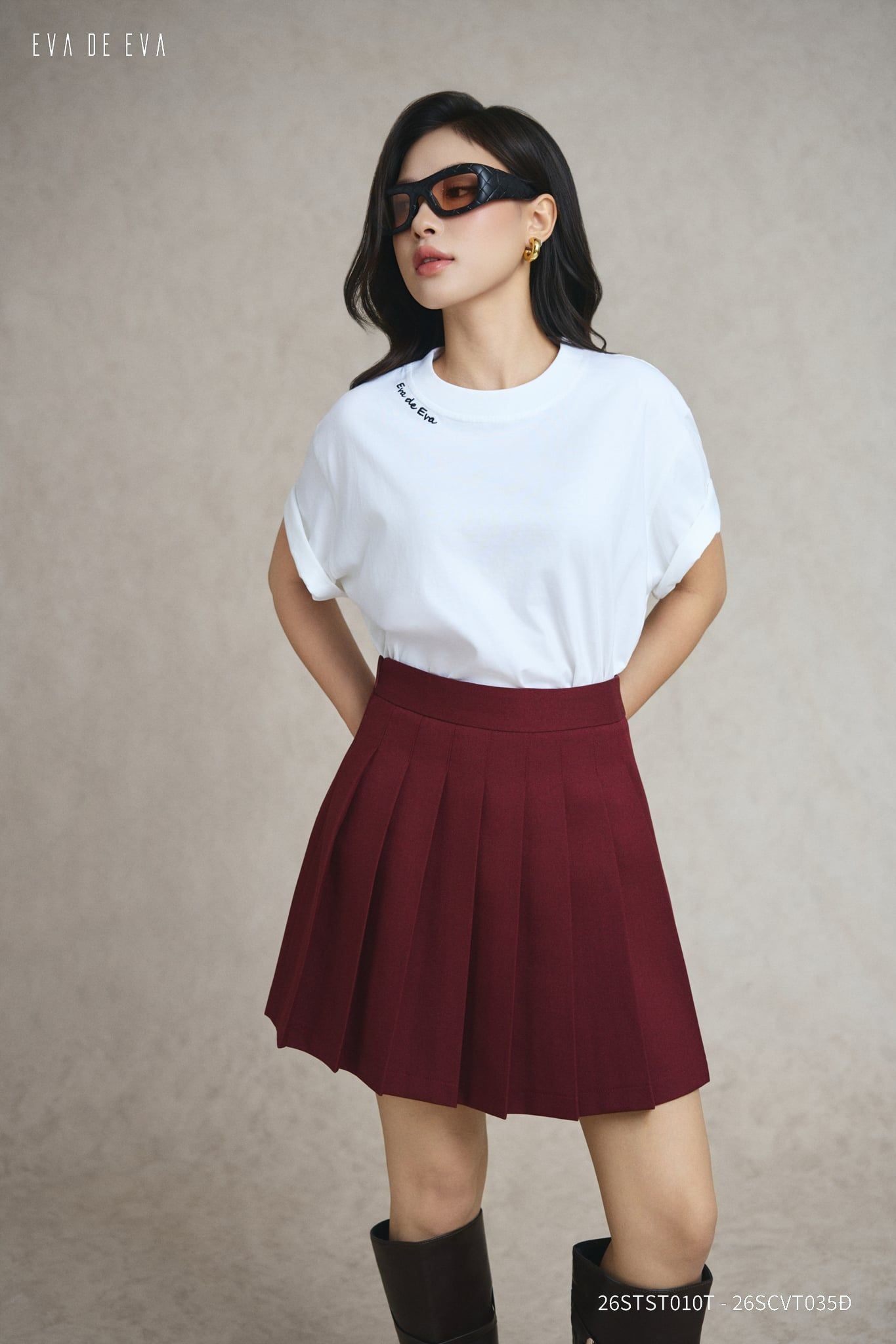  Chân váy Mini, Xếp ly 26SCVT035Đ 