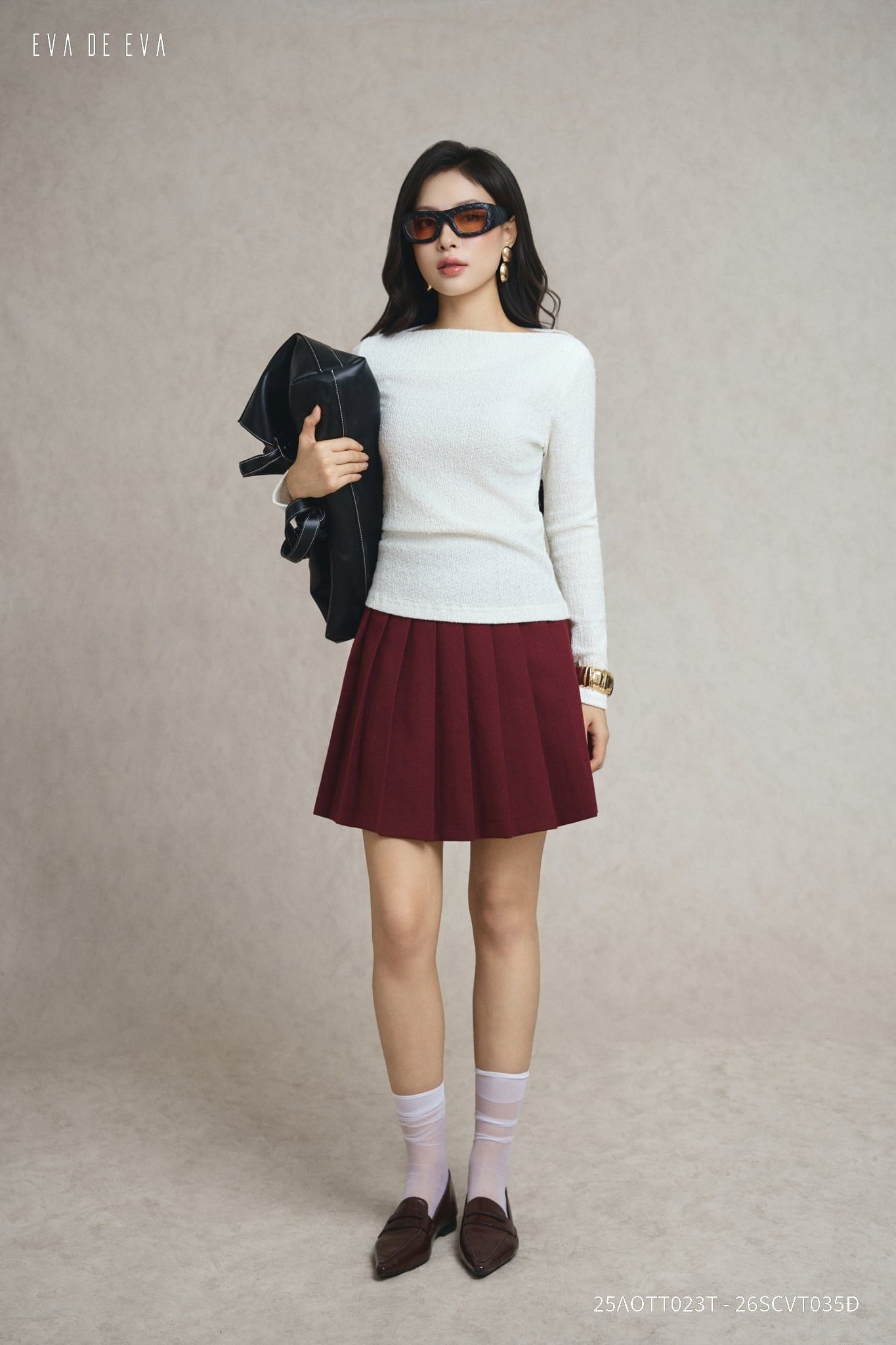  Chân váy Mini, Xếp ly 26SCVT035Đ 