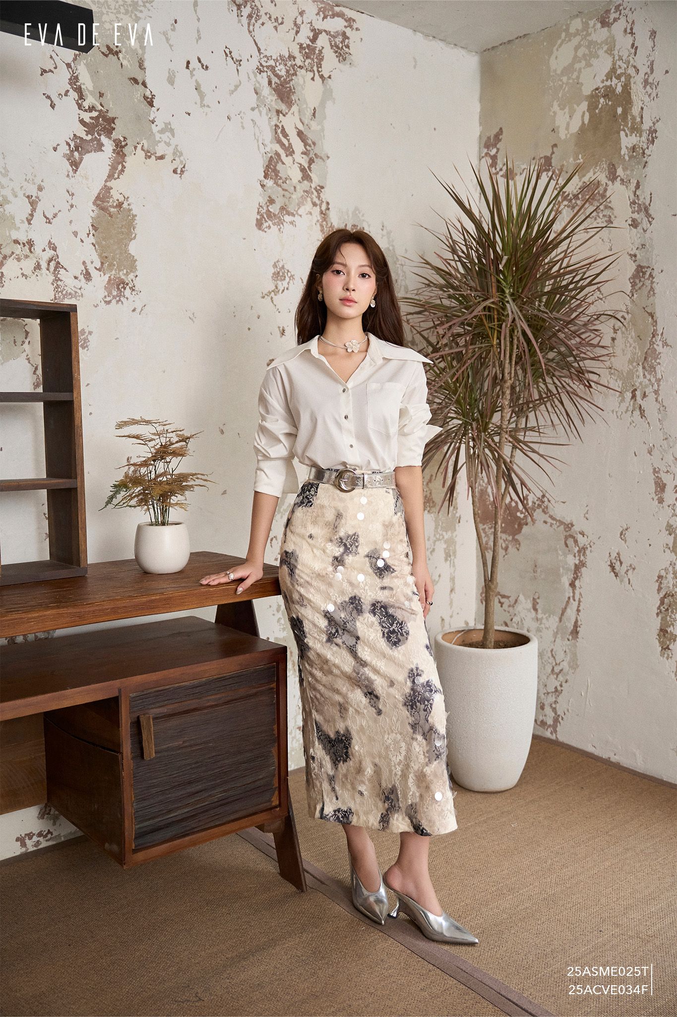  Chân váy Midi, Dáng ôm 25ACVE034F 