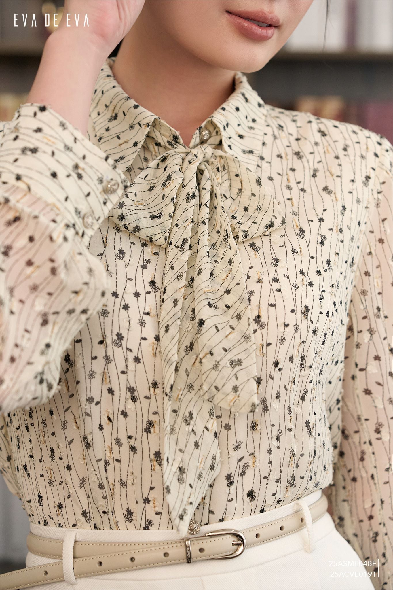  Sơ mi tay dài, Cổ nơ 25ASME048F 