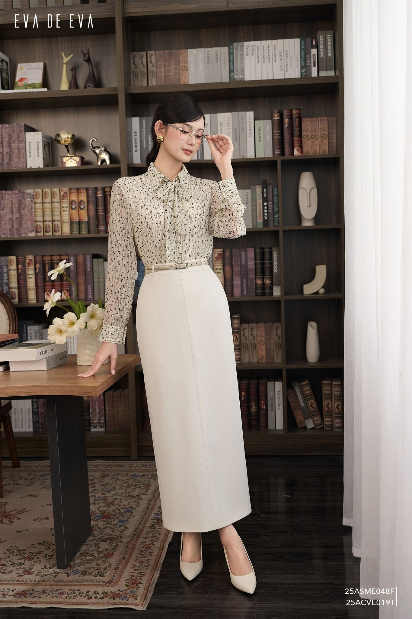  Sơ mi tay dài, Cổ nơ 25ASME048F 