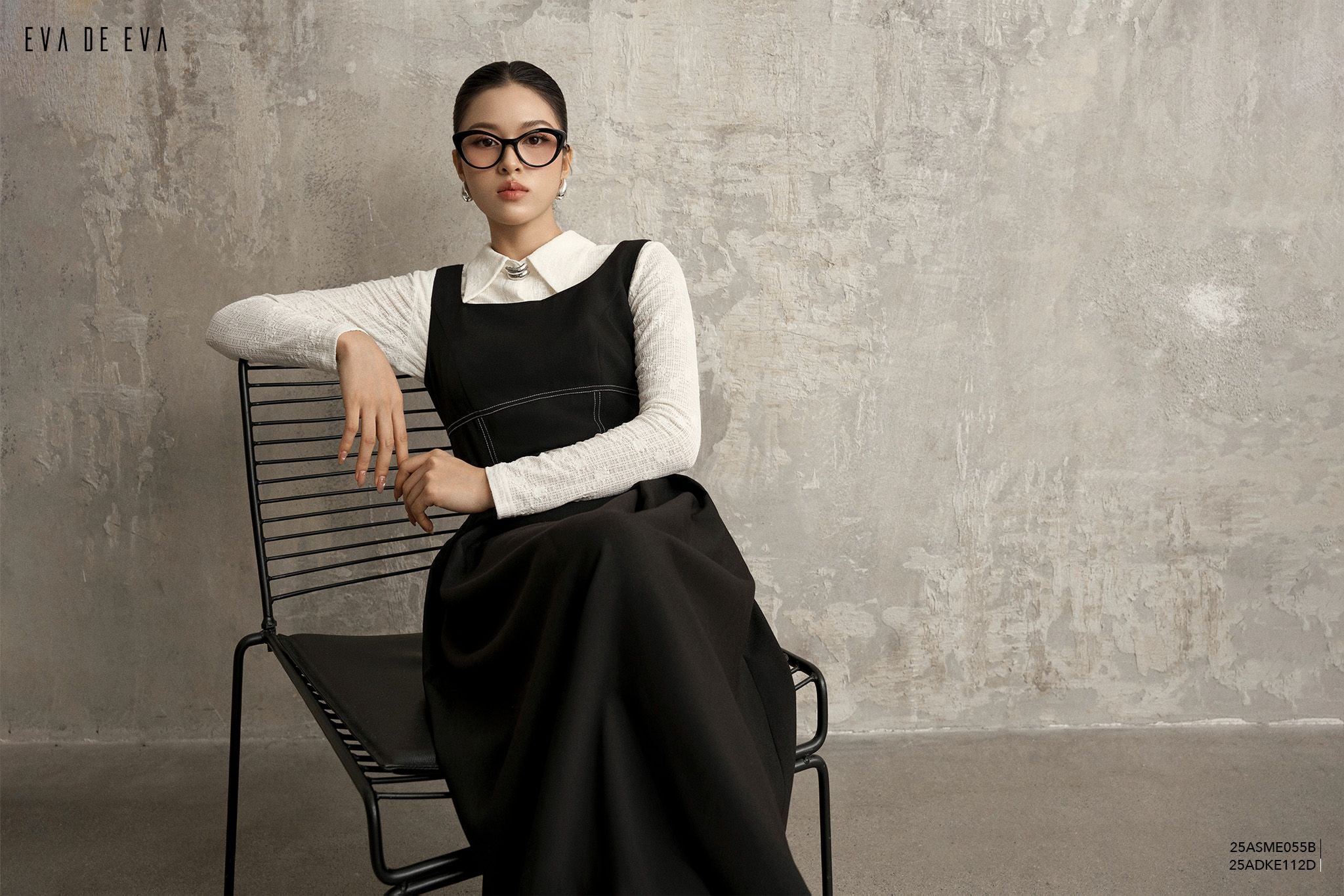  Đầm hai dây, Dáng thắt eo 25ADKE112D đi kèm 25ASME055B 