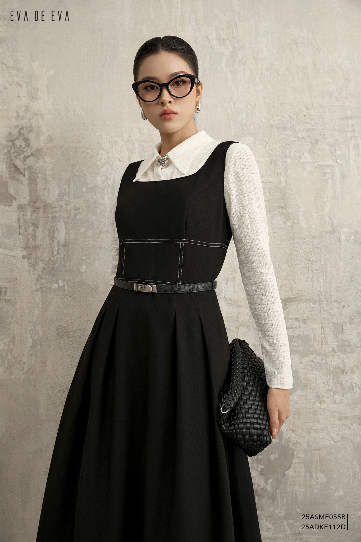  Đầm hai dây, Dáng thắt eo 25ADKE112D đi kèm 25ASME055B 