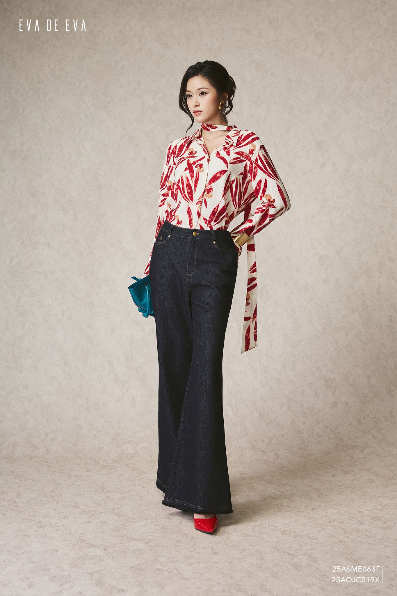  Sơ mi tay dài, Cổ nơ 25ASME063F 