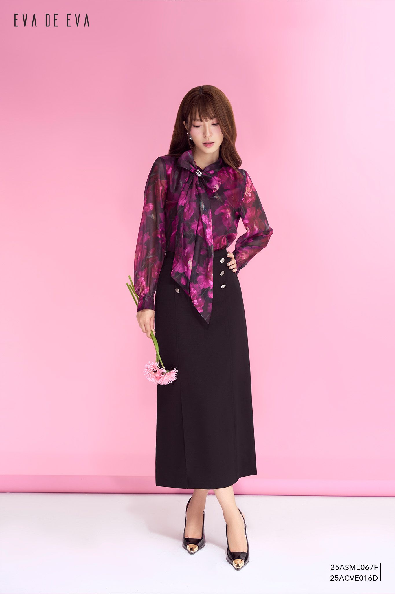  Sơ mi tay dài, Cổ nơ 25ASME067F 