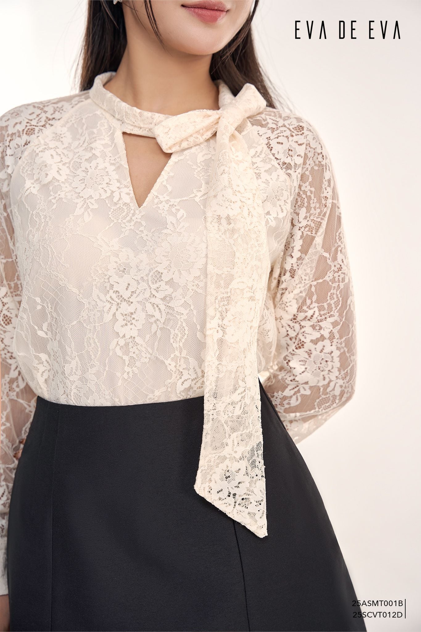  Sơ mi tay dài, Cổ nơ 25ASMT001B 