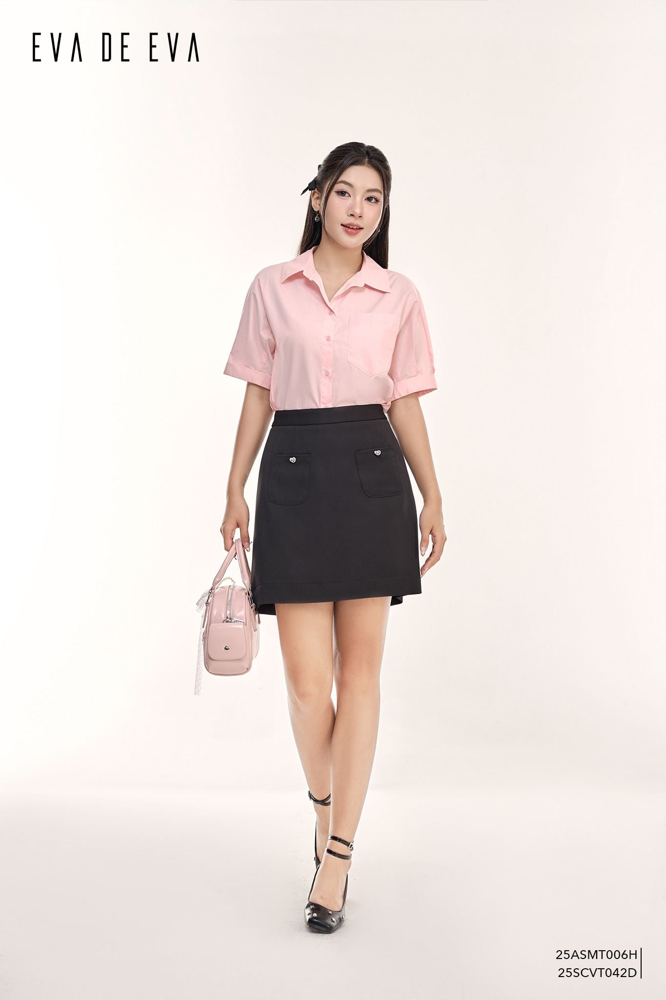  Sơ mi tay ngắn, Dáng sơ vin 25ASMT006H 