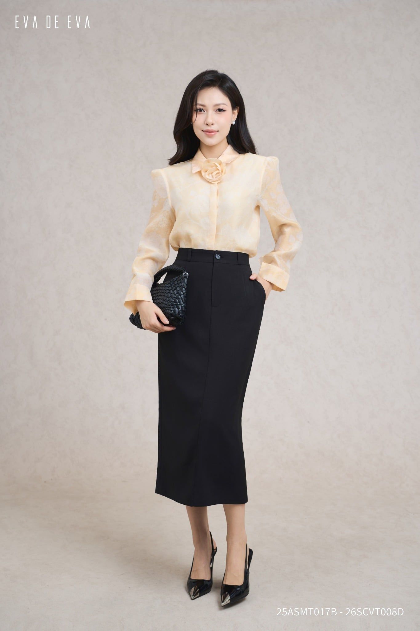  Sơ mi tay dài, Dáng sơ vin 25ASMT017B 
