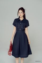  Đầm tay ngắn, Dáng thắt eo 25SDKT011X 