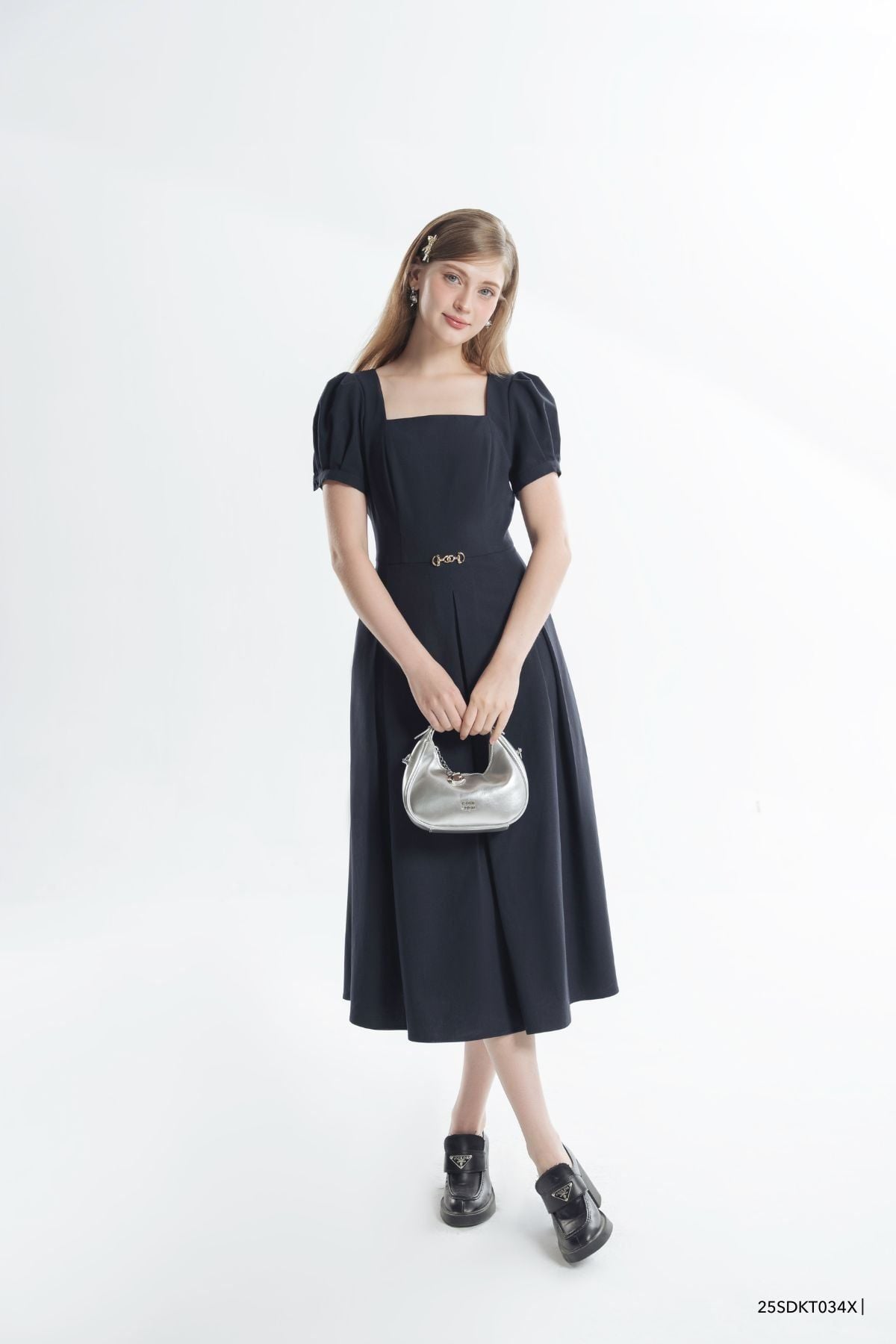  Đầm tay ngắn, Dáng thắt eo 25SDKT034X 