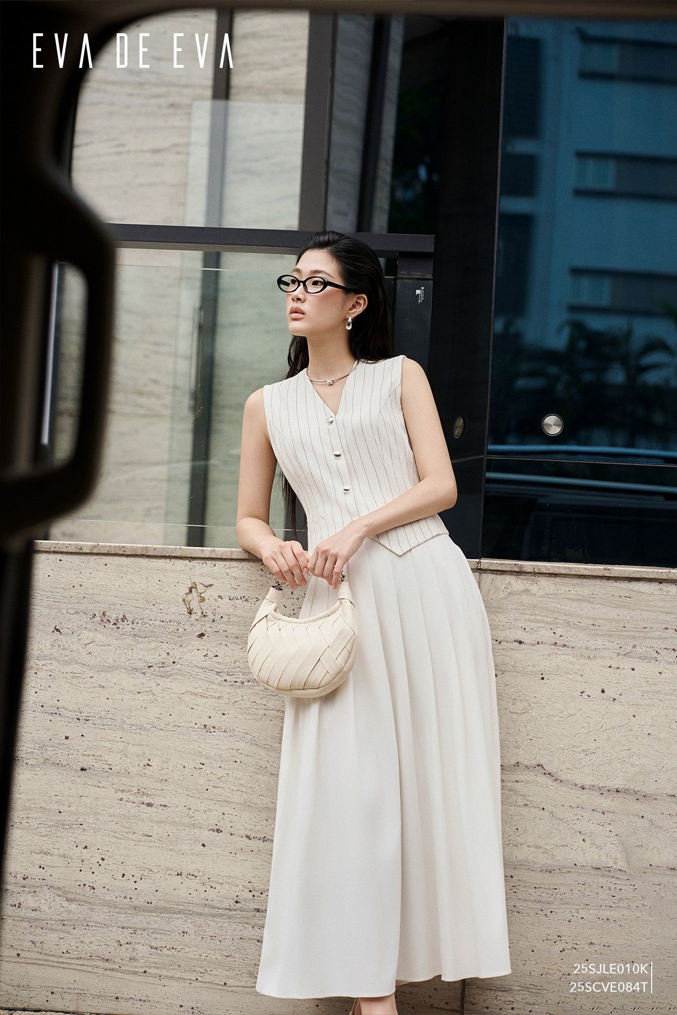 Chân váy Midi, Xếp ly 25SCVE084T 
