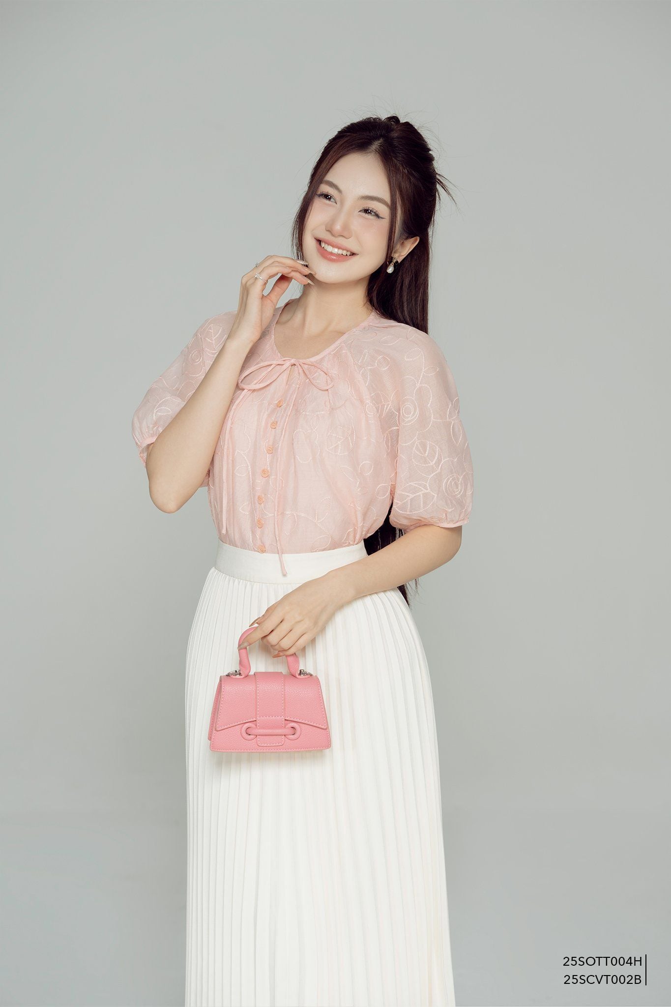  Chân váy Midi, Xếp ly 25SCVT002B 