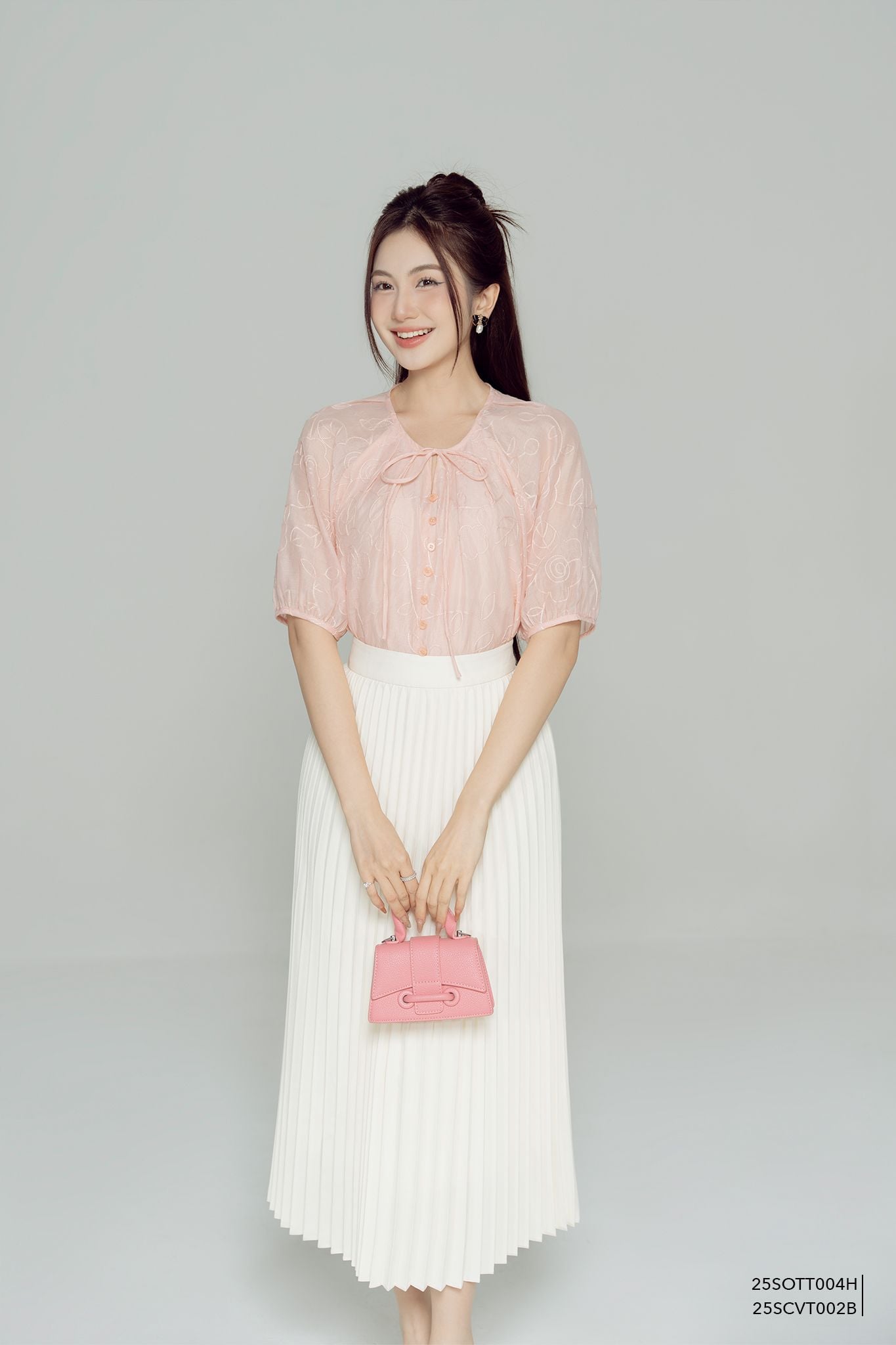  Chân váy Midi, Xếp ly 25SCVT002B 