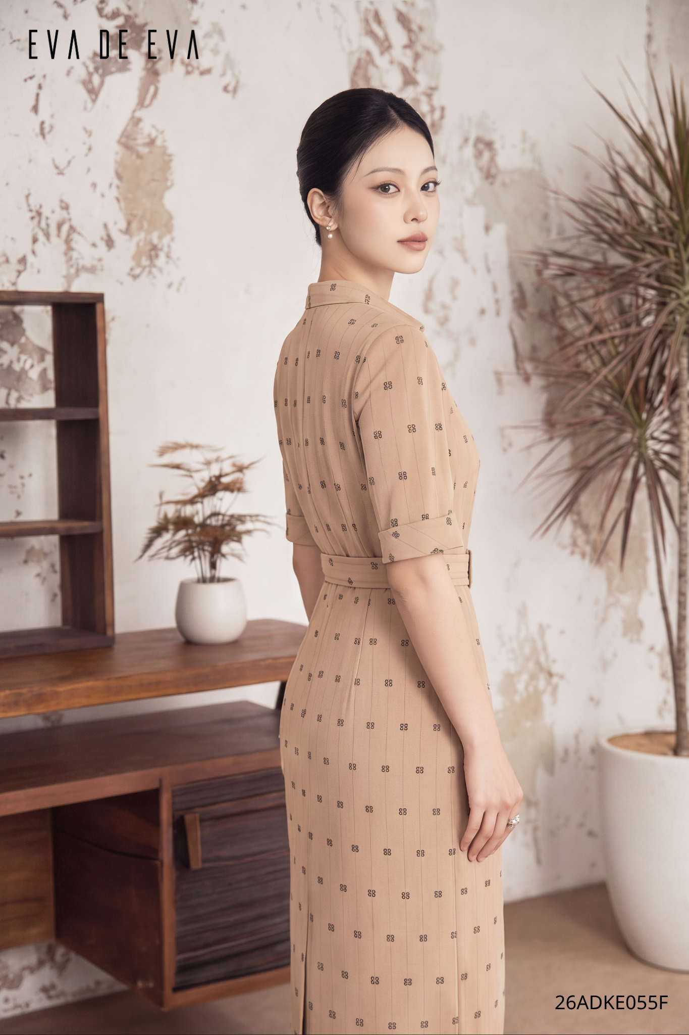  Đầm tay ngắn, Dáng thắt eo 26ADKE055F 
