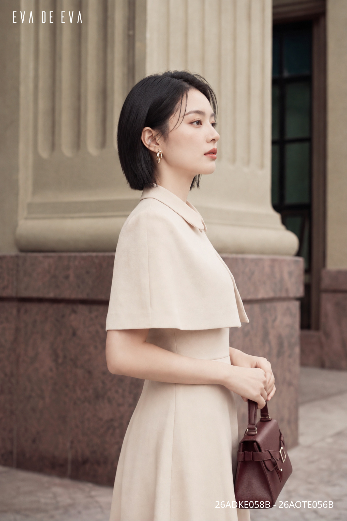  Đầm hai dây,  26ADKE058B đi kèm 26AOTE056B 