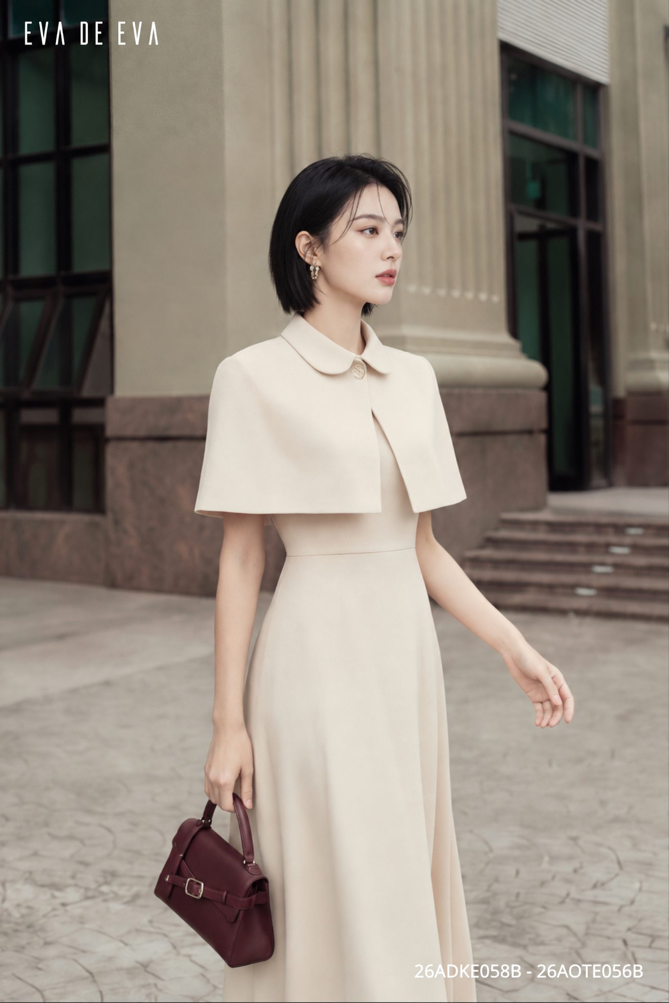  Đầm hai dây,  26ADKE058B đi kèm 26AOTE056B 