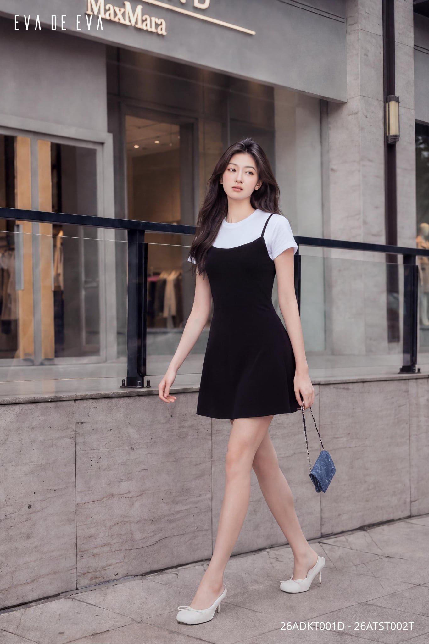  Đầm hai dây,  26ADKT001D đi kèm 26ATST002T 