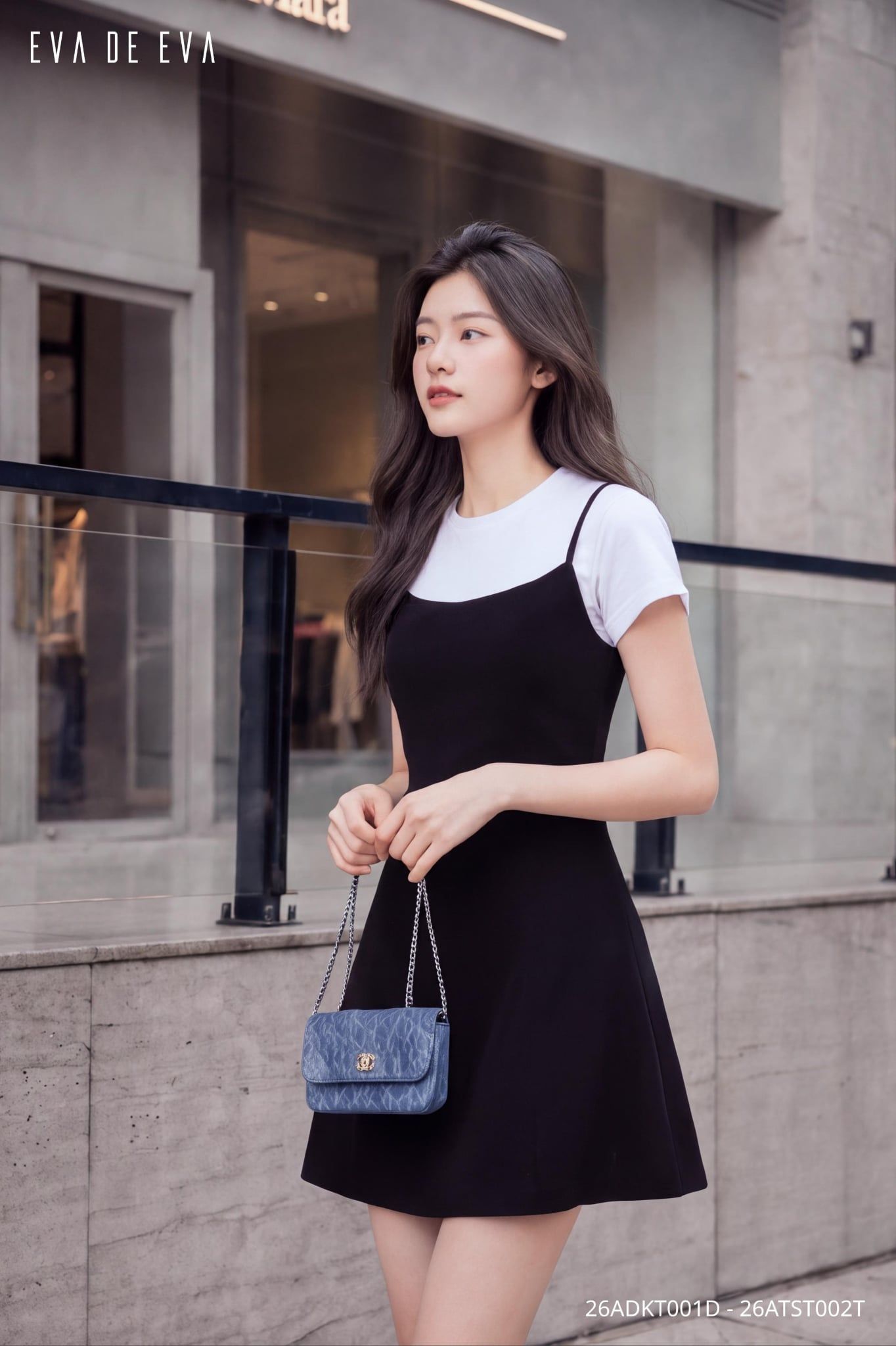  Đầm hai dây,  26ADKT001D đi kèm 26ATST002T 