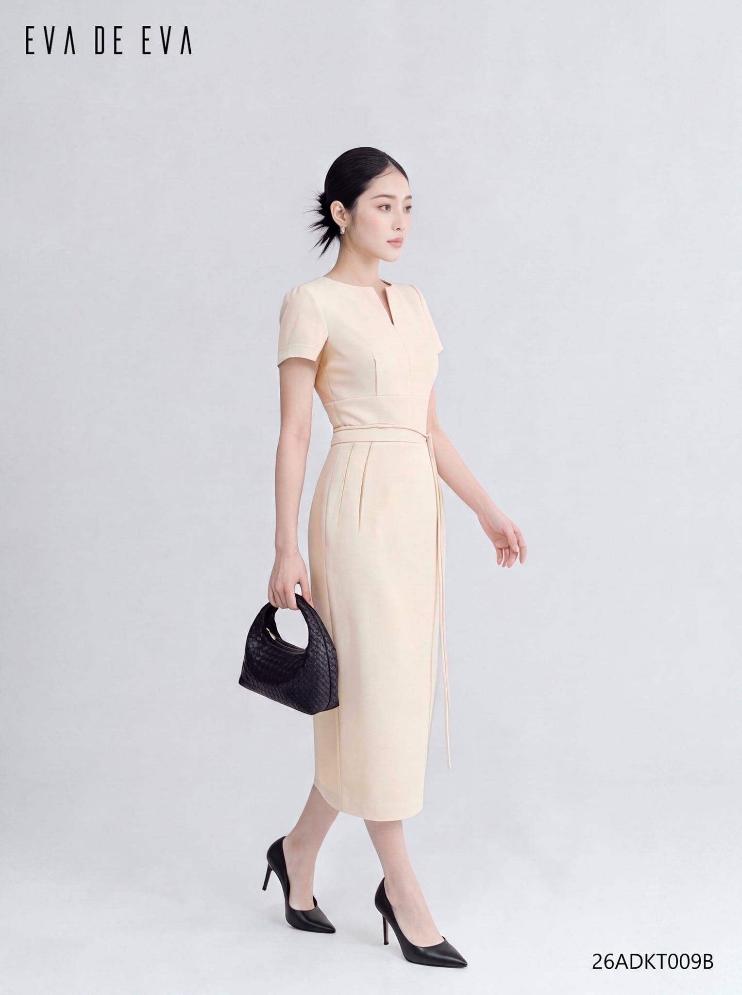  Đầm tay ngắn, Dáng thắt eo 26ADKT009B 