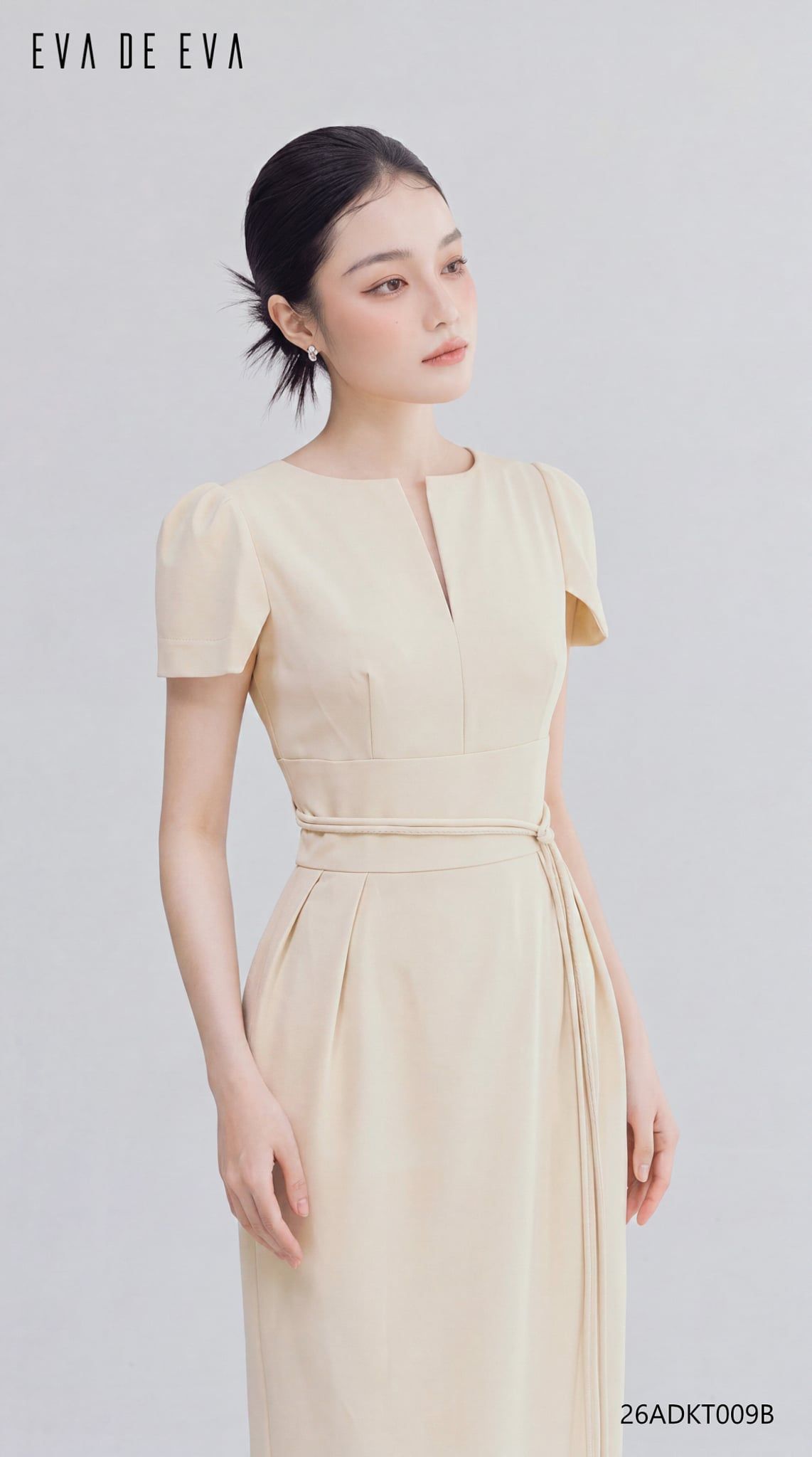  Đầm tay ngắn, Dáng thắt eo 26ADKT009B 