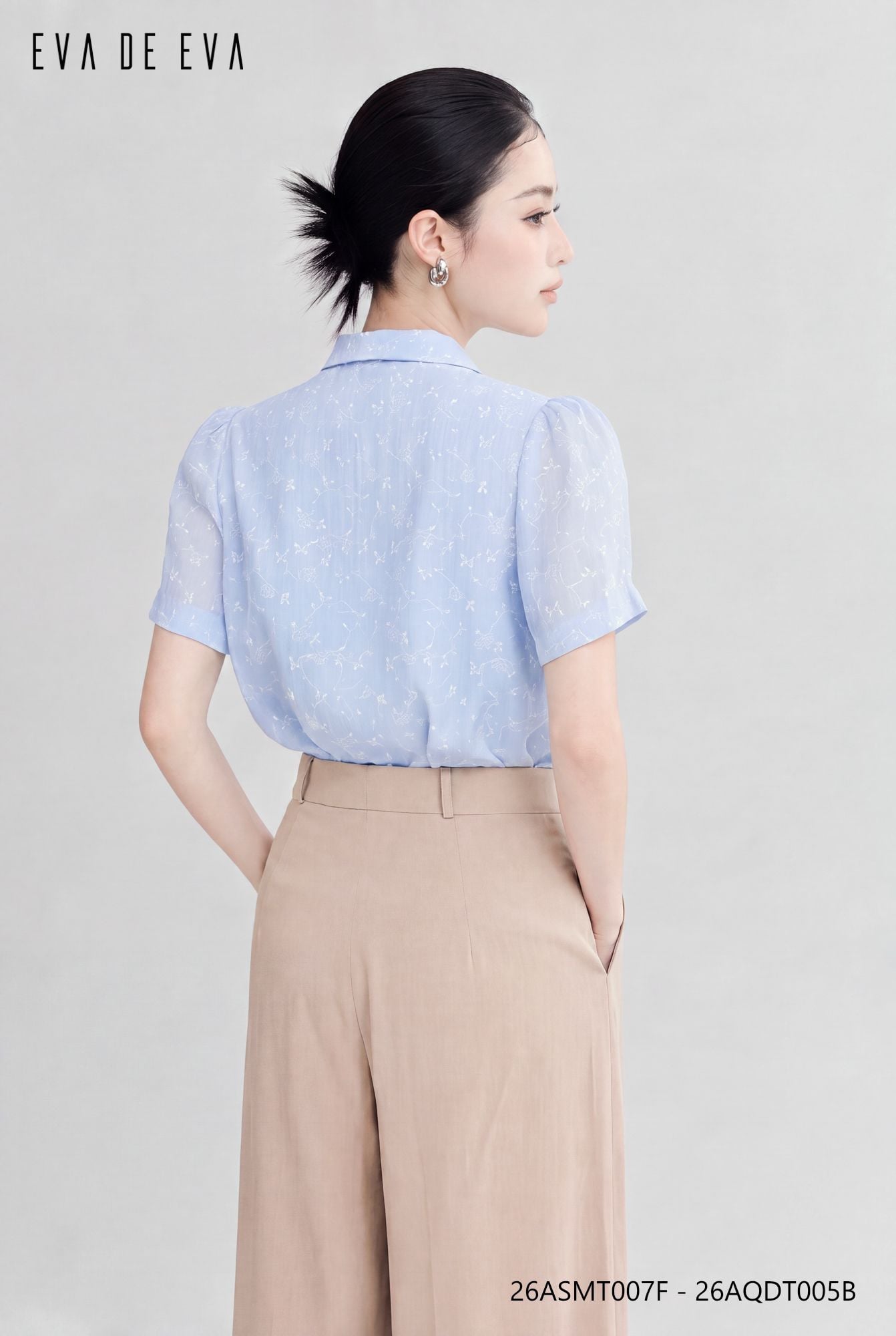  Sơ mi tay ngắn, Cổ nơ 26ASMT007F 
