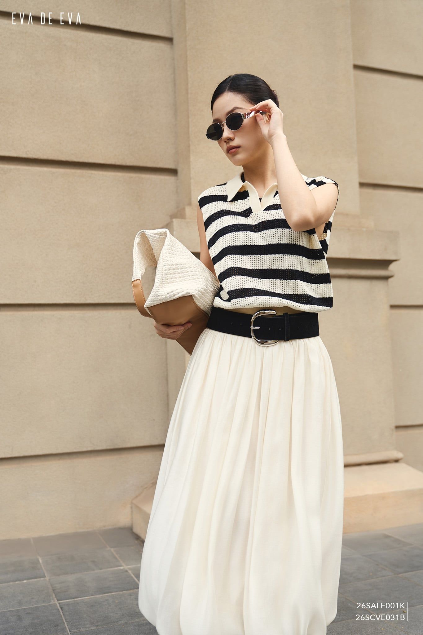  Chân váy Midi, Xếp ly 26SCVE031B 