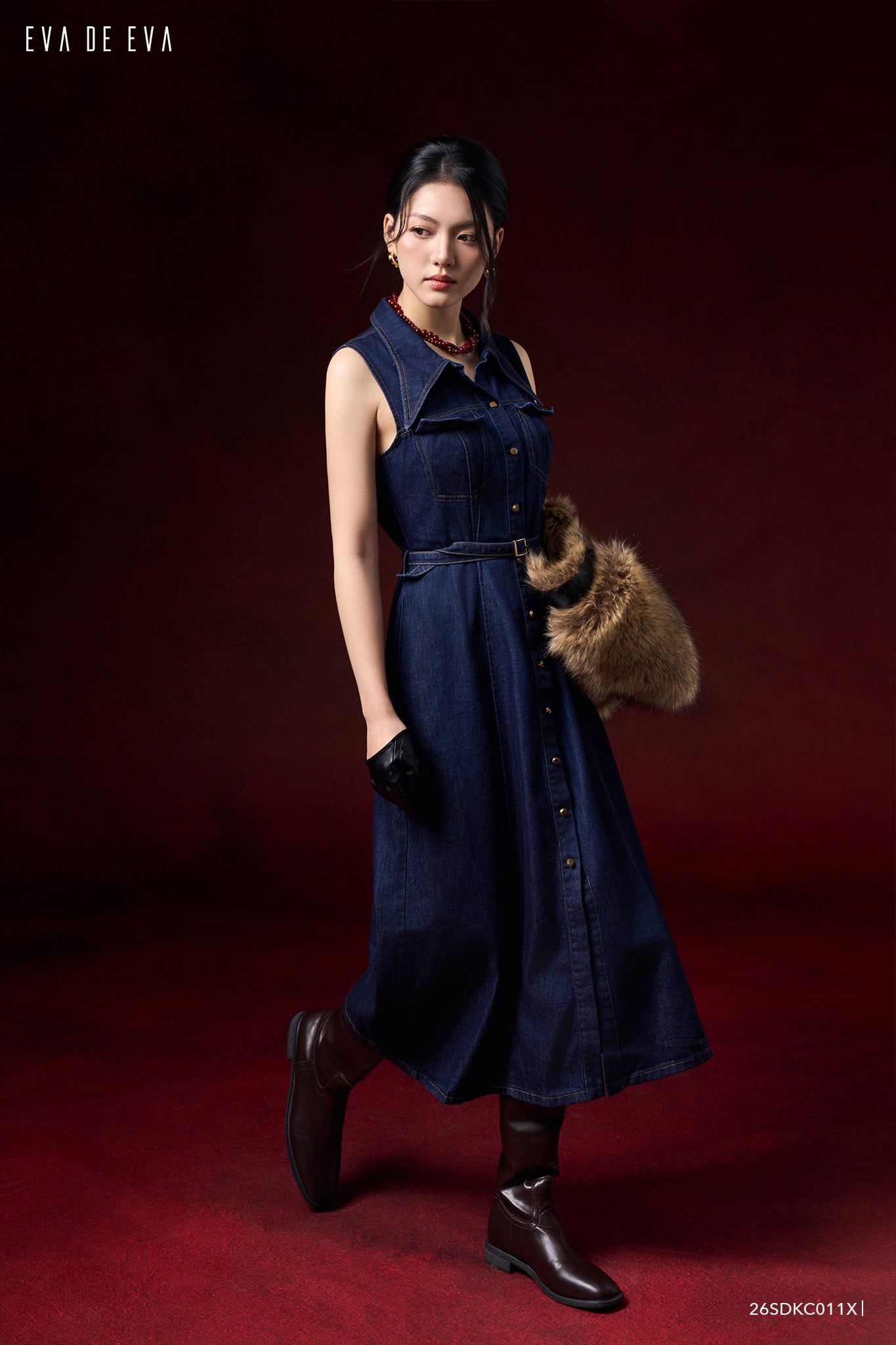  Đầm sát nách, Dáng thắt eo 26SDKC011X 