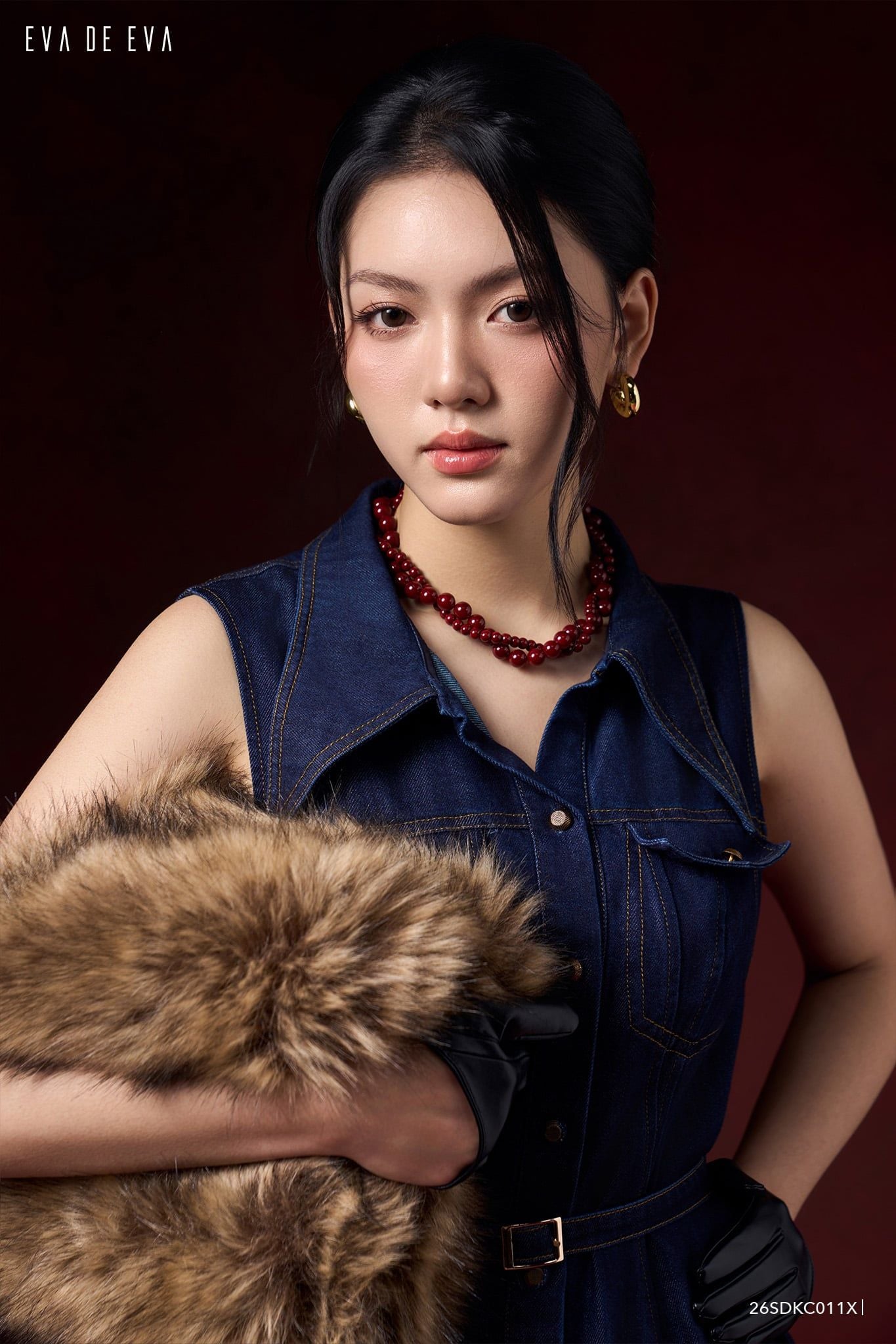  Đầm sát nách, Dáng thắt eo 26SDKC011X 