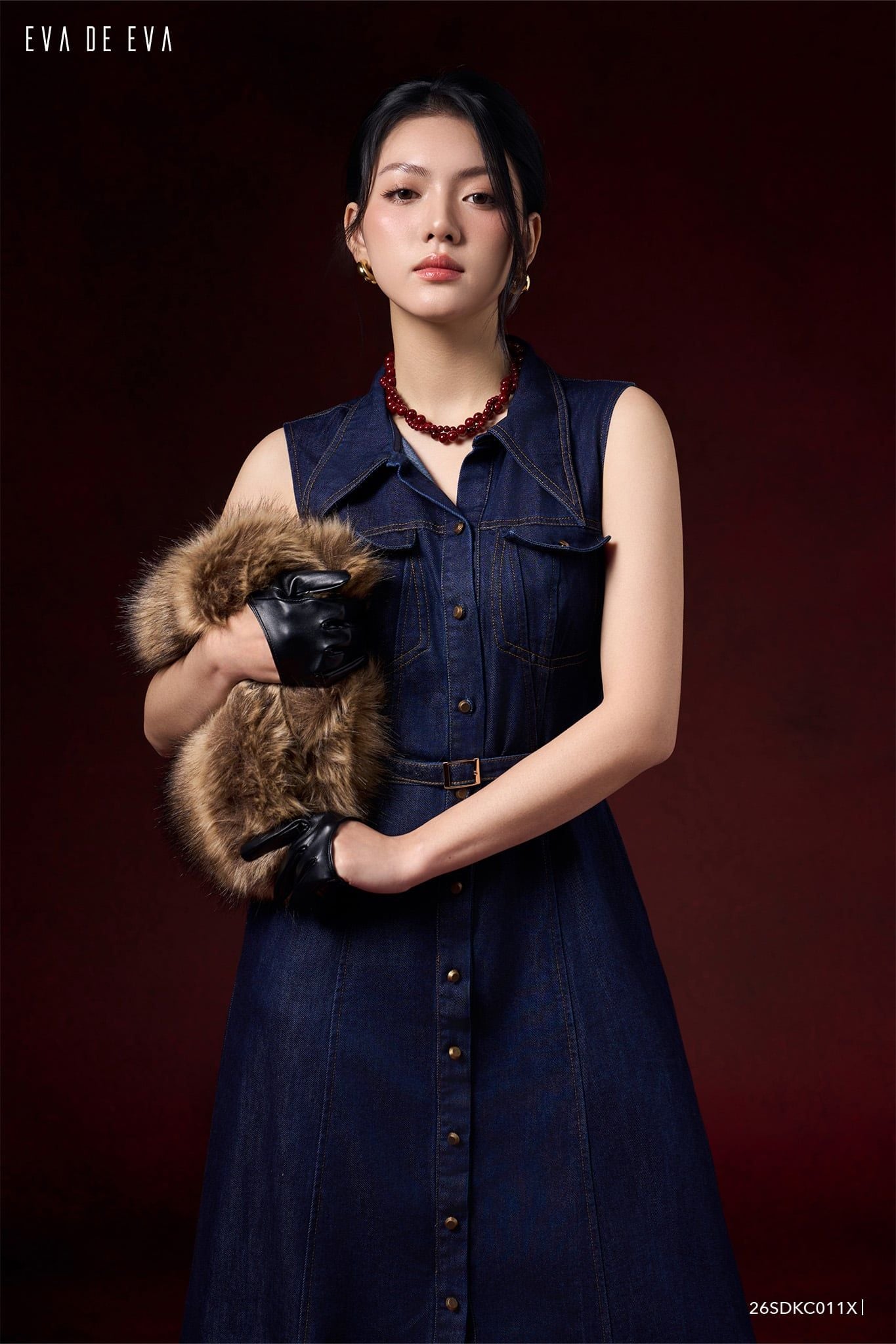  Đầm sát nách, Dáng thắt eo 26SDKC011X 