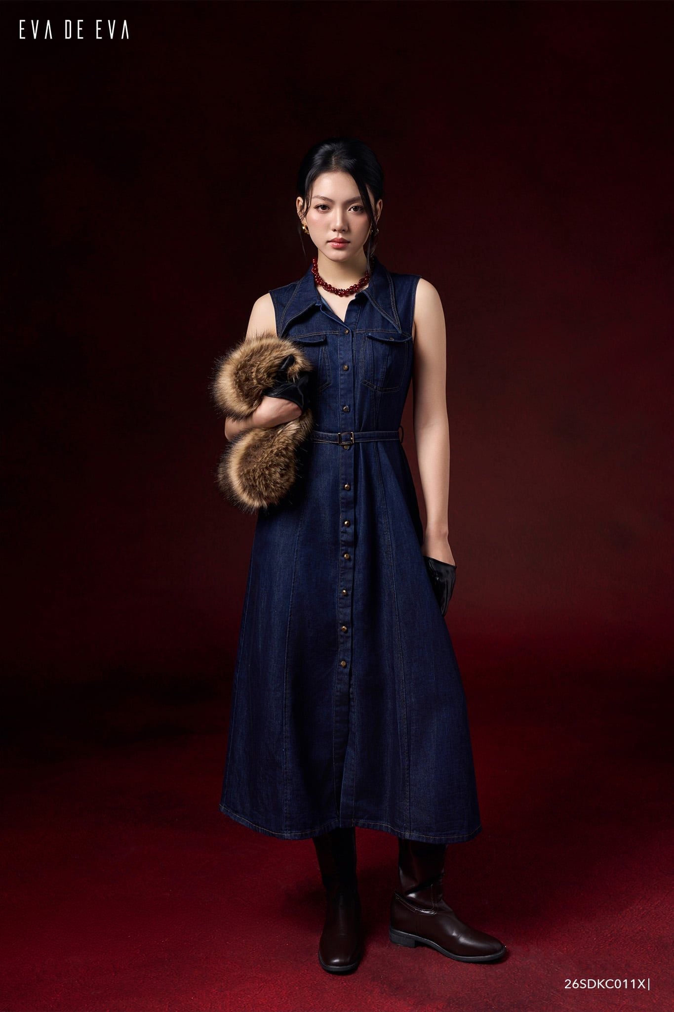  Đầm sát nách, Dáng thắt eo 26SDKC011X 