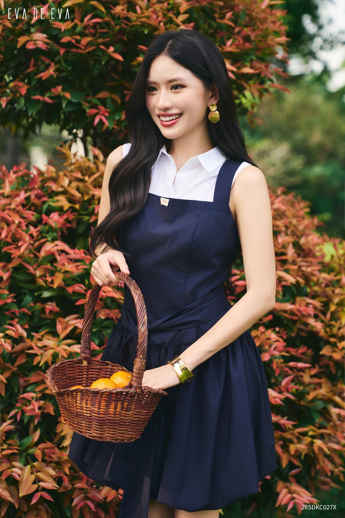  Đầm hai dây, Dáng thắt eo 26SDKC027X đi kèm 26SCAC002T 