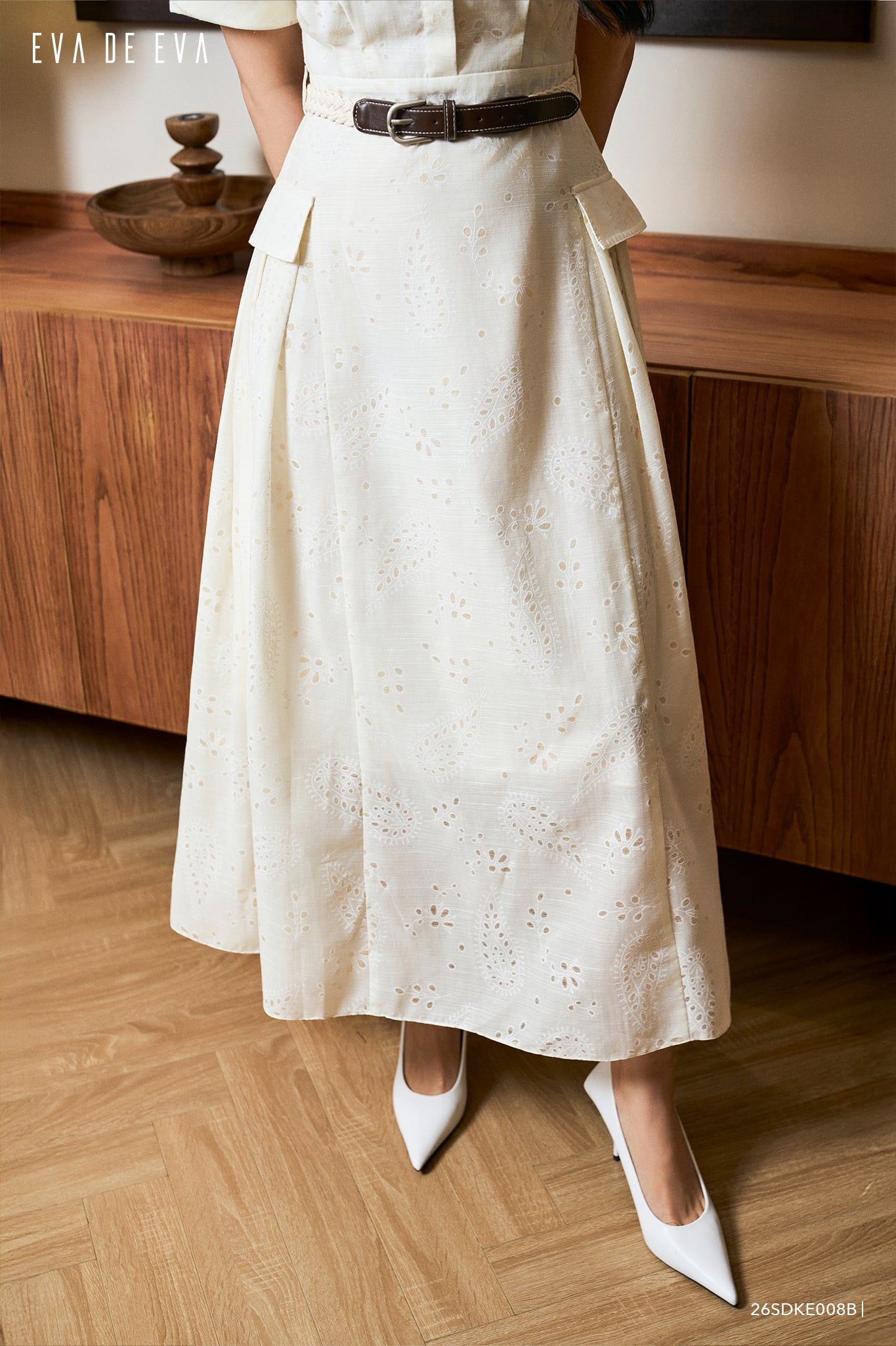  Đầm tay ngắn, Dáng thắt eo 26SDKE008B 