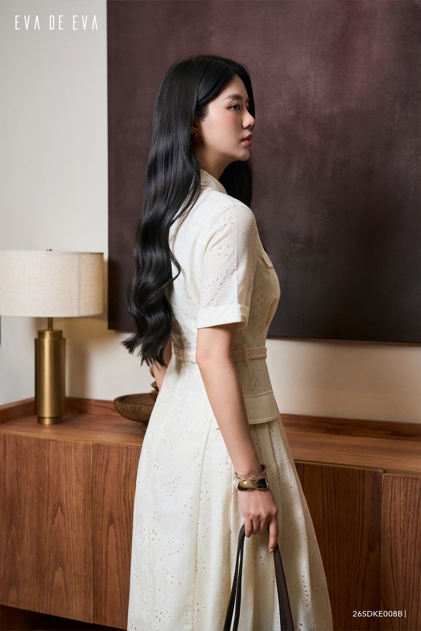  Đầm tay ngắn, Dáng thắt eo 26SDKE008B 
