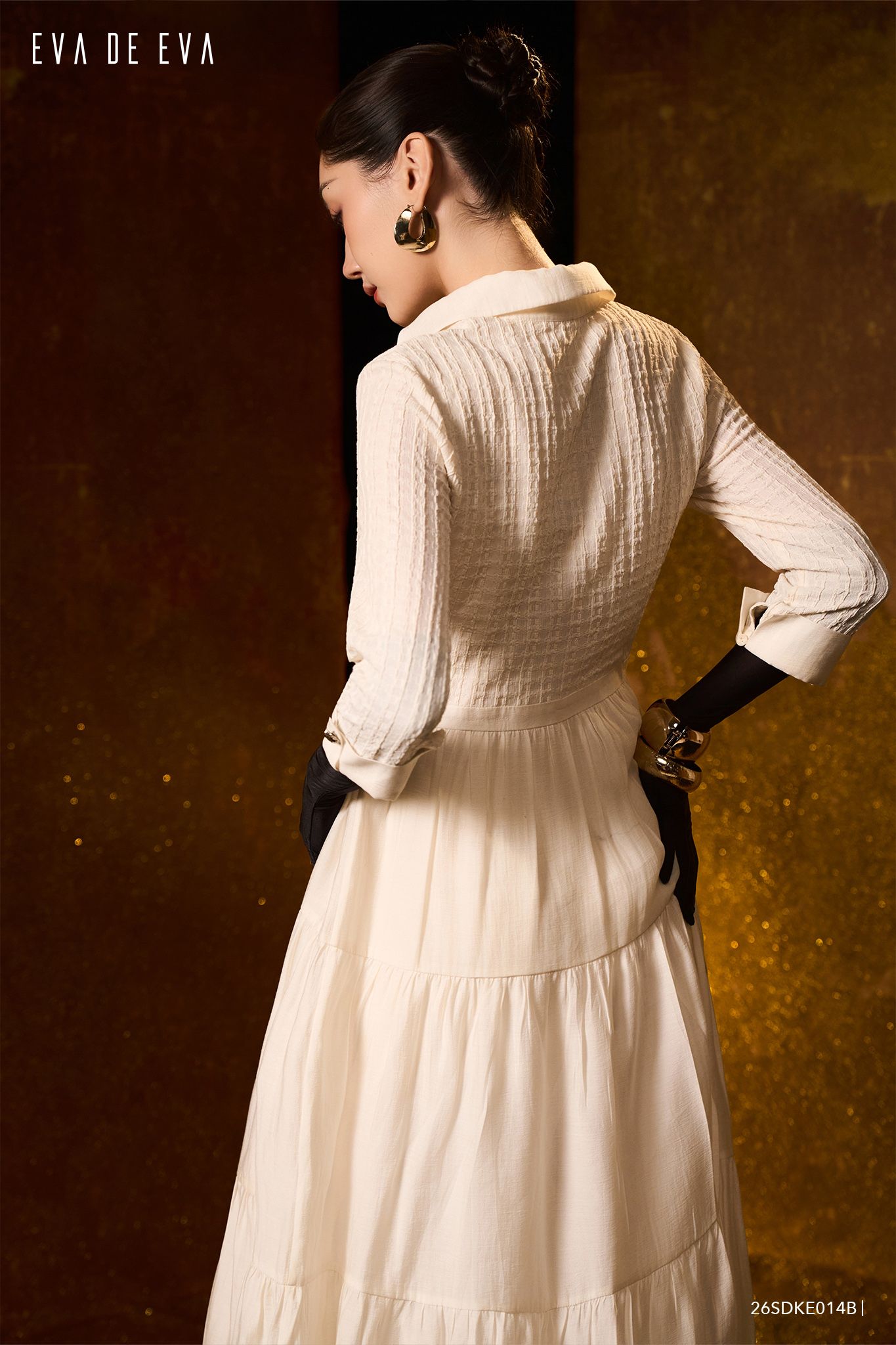  Đầm tay ngắn, Dáng thắt eo 26SDKE014B 