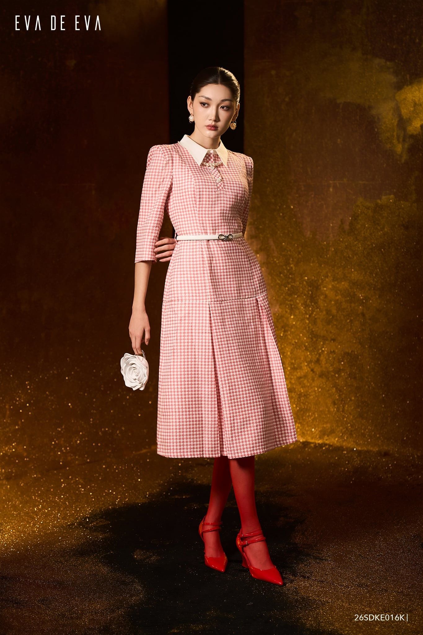  Đầm tay lỡ, Dáng thắt eo 26SDKE016K 