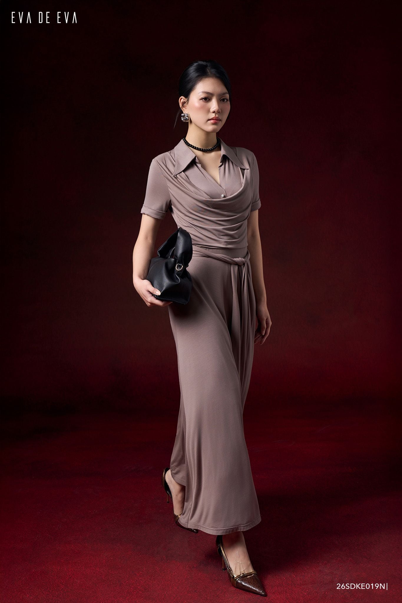  Đầm tay ngắn, Dáng thắt eo 26SDKE019N 
