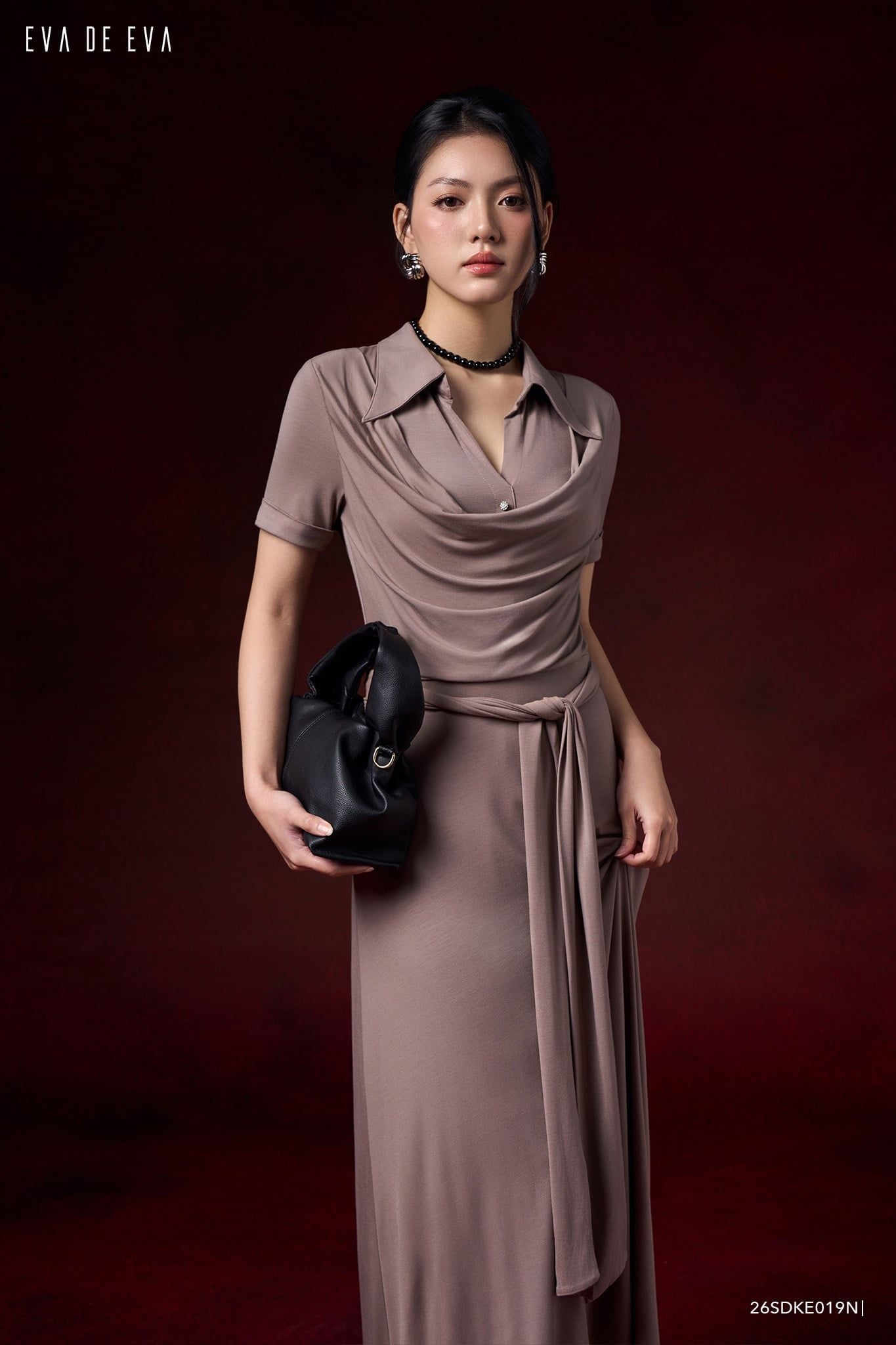  Đầm tay ngắn, Dáng thắt eo 26SDKE019N 