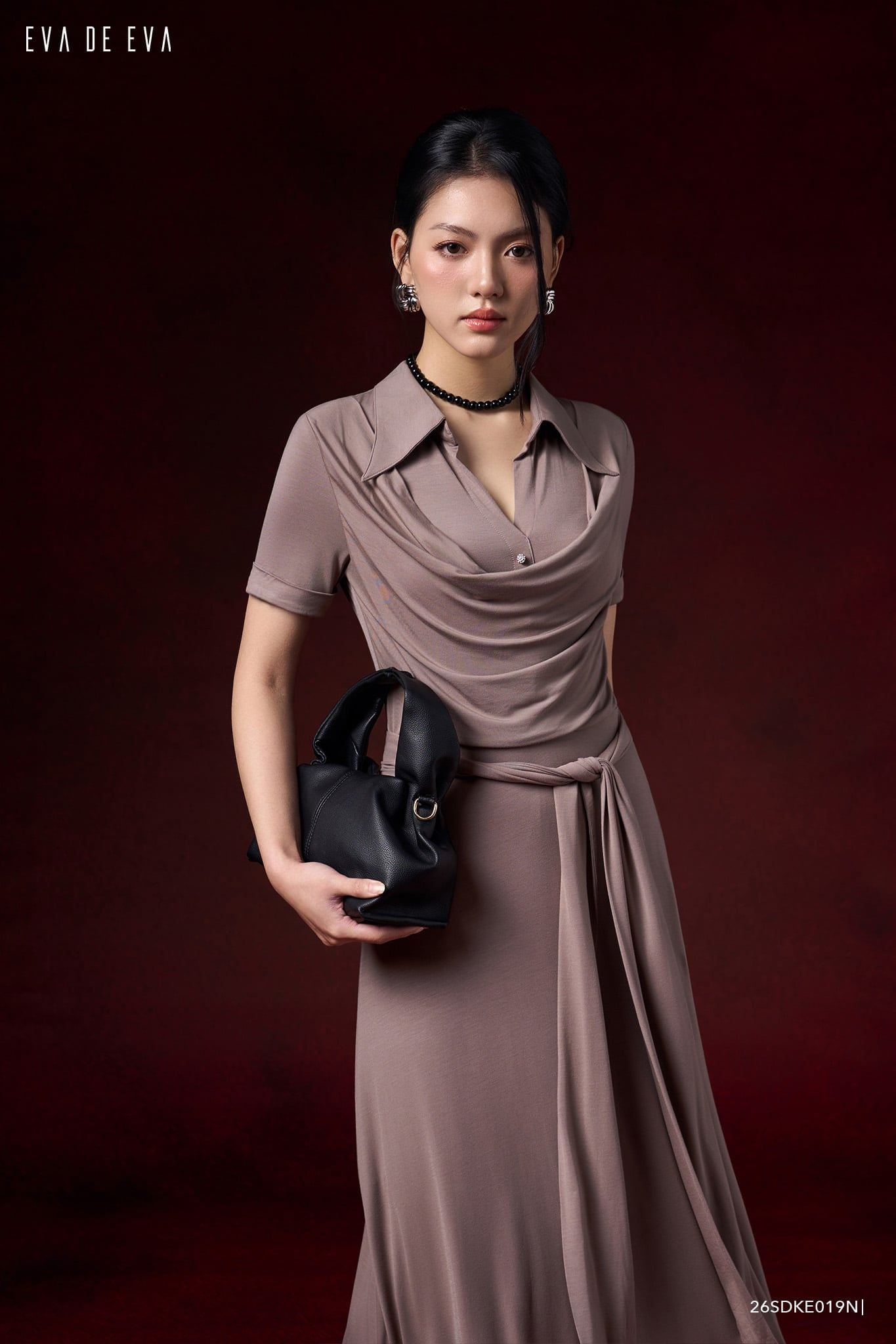  Đầm tay ngắn, Dáng thắt eo 26SDKE019N 