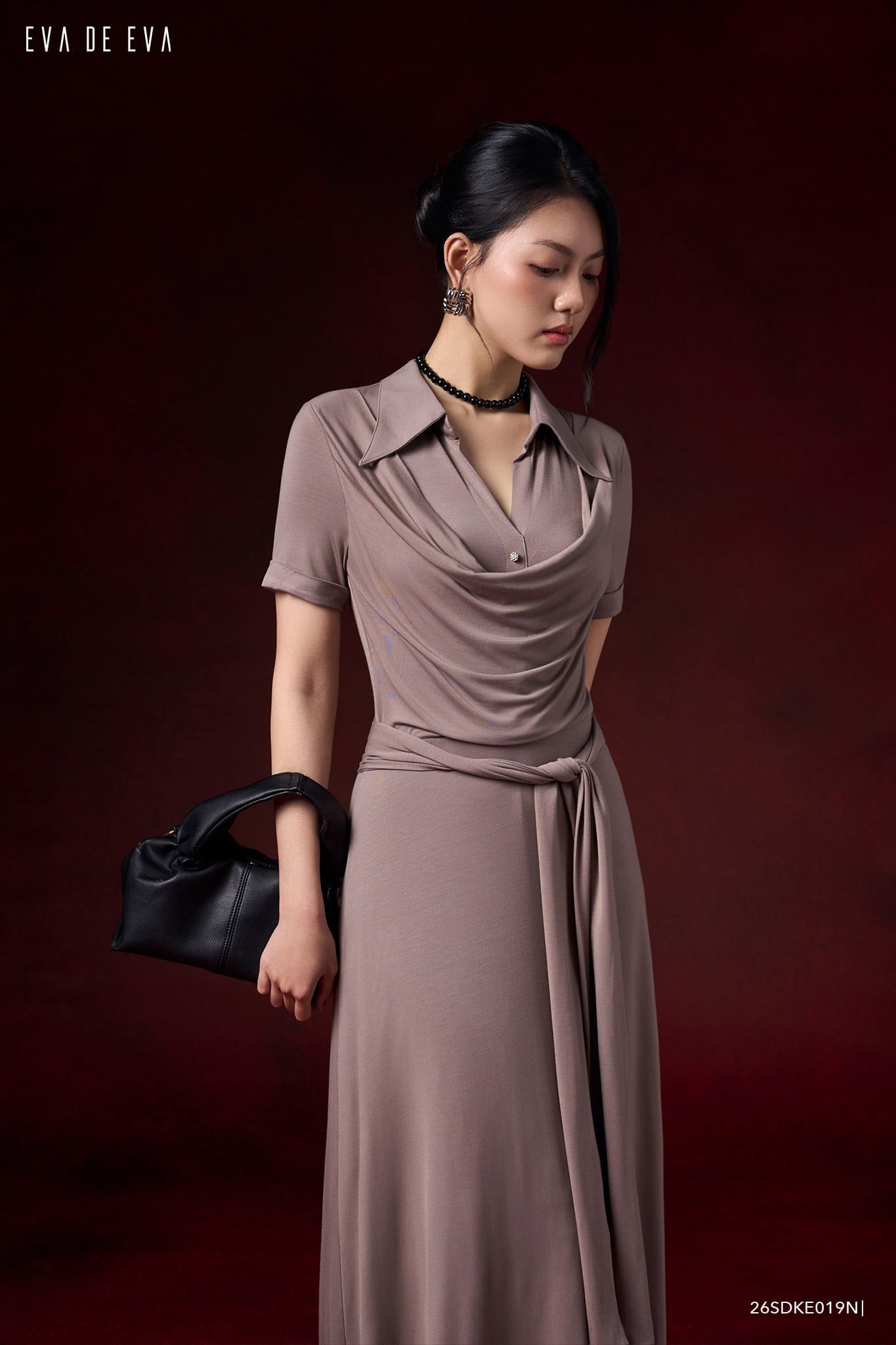  Đầm tay ngắn, Dáng thắt eo 26SDKE019N 