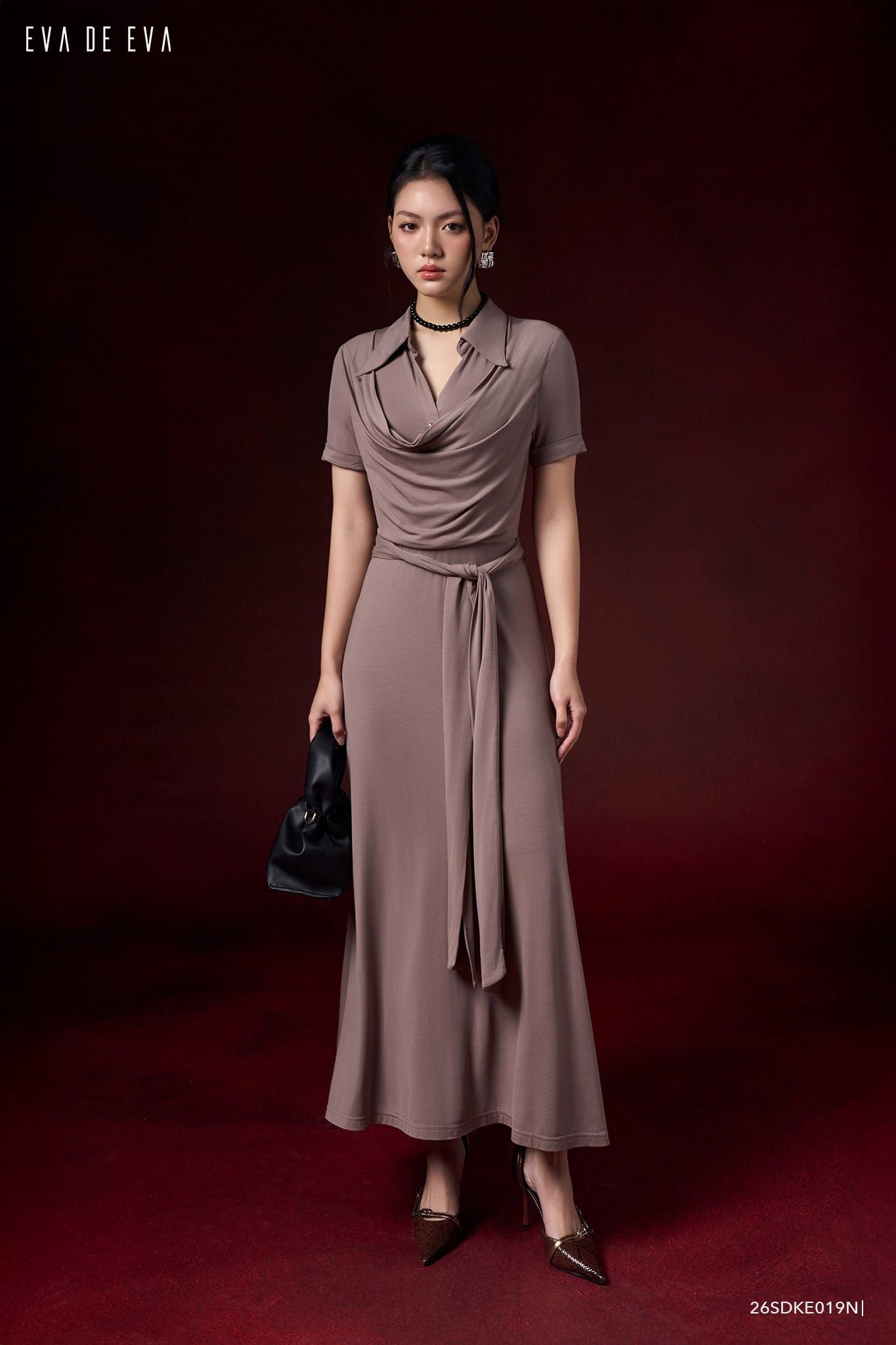  Đầm tay ngắn, Dáng thắt eo 26SDKE019N 