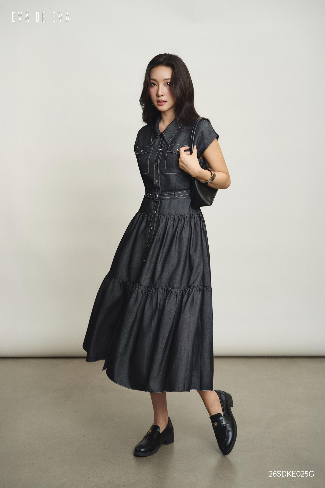  Đầm tay ngắn, Dáng thắt eo 26SDKE025G 