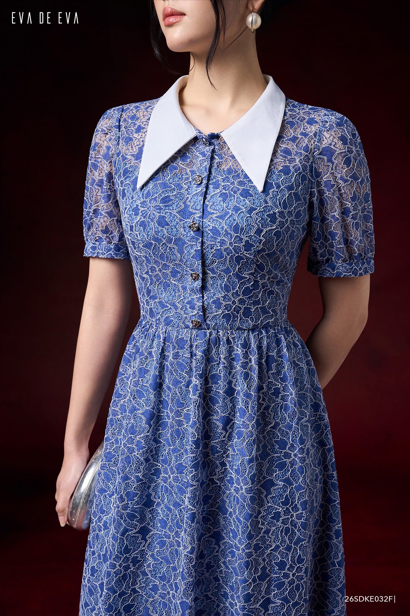  Đầm tay ngắn, Dáng thắt eo 26SDKE032F 