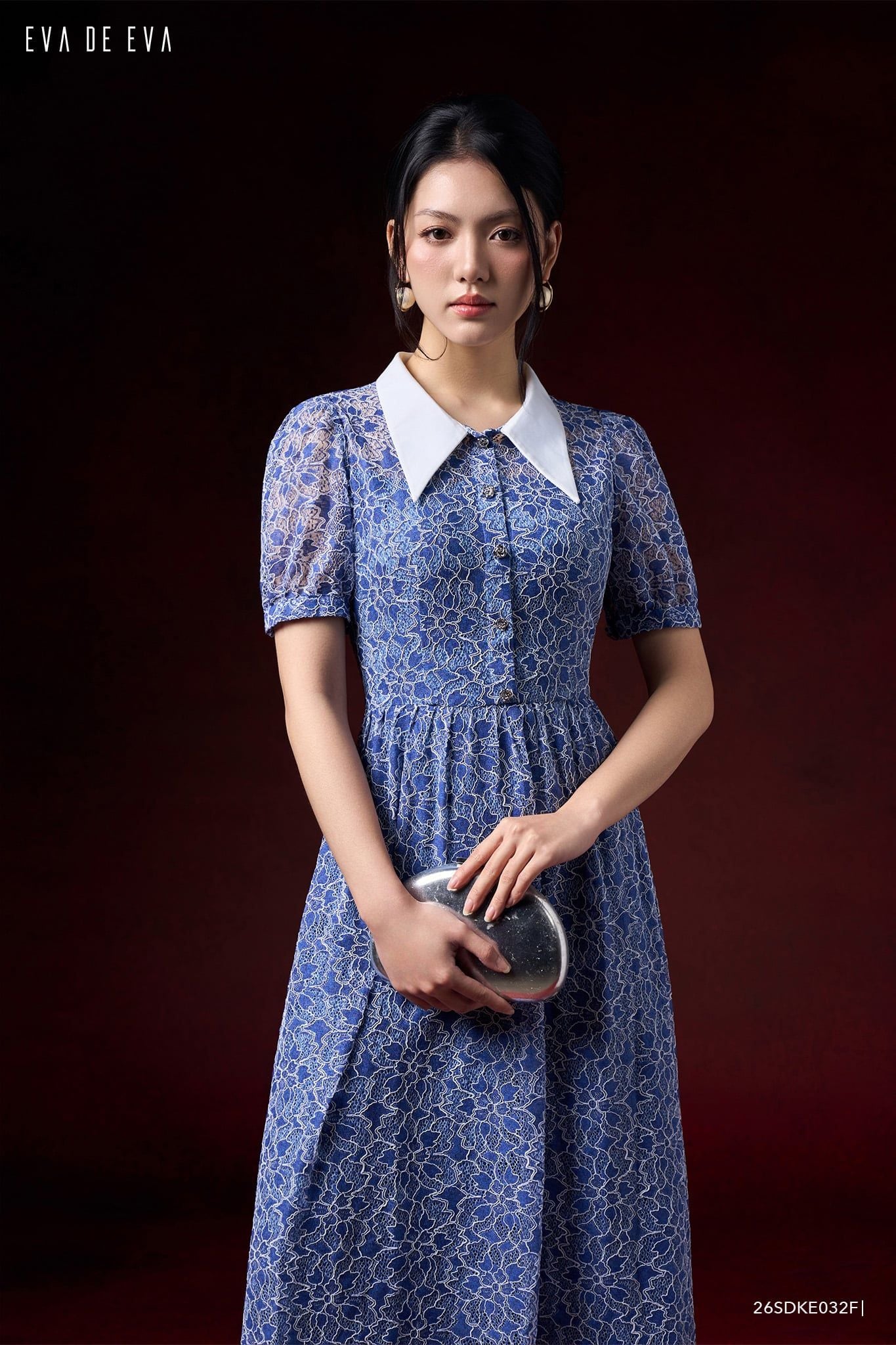  Đầm tay ngắn, Dáng thắt eo 26SDKE032F 