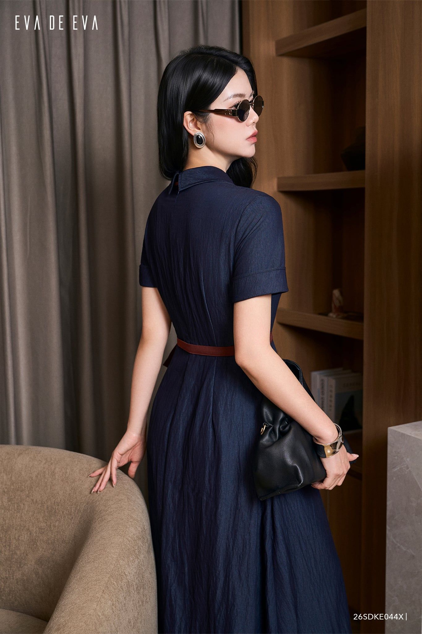  Đầm tay ngắn, Dáng thắt eo 26SDKE044X 