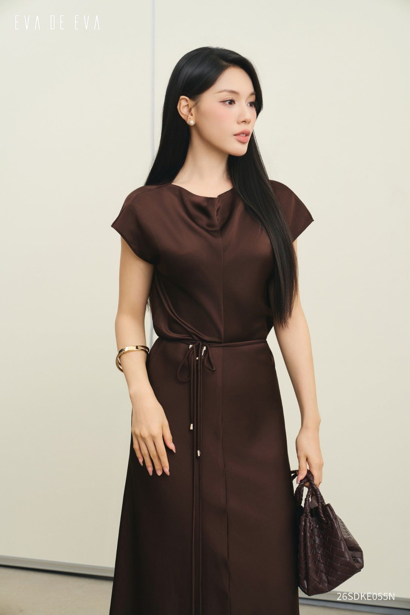  Đầm tay ngắn, Dáng thắt eo 26SDKE055N 