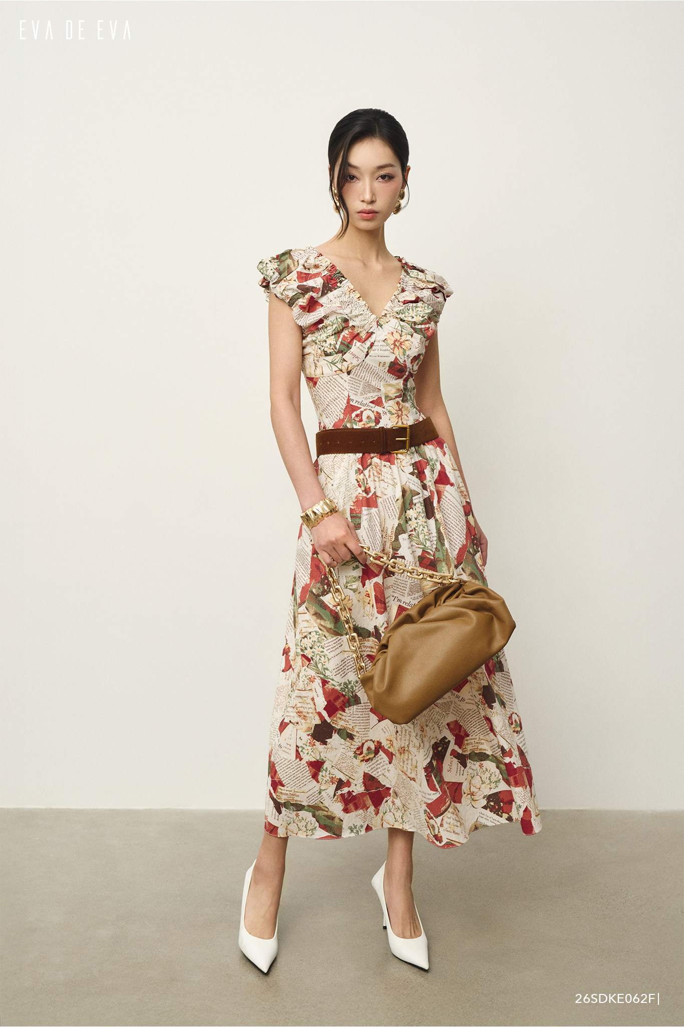  Đầm tay ngắn, Dáng thắt eo 26SDKE062F 