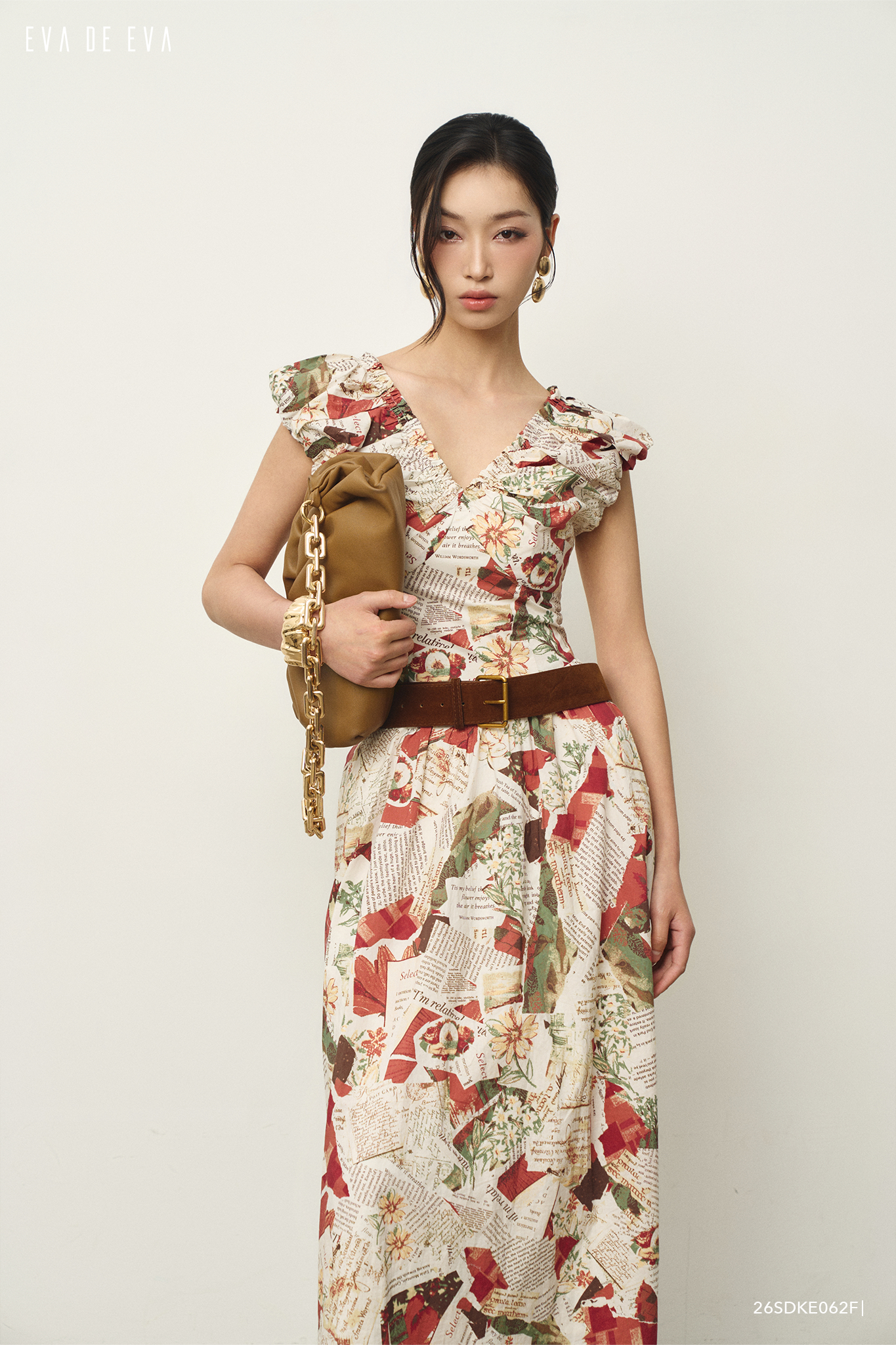  Đầm tay ngắn, Dáng thắt eo 26SDKE062F 