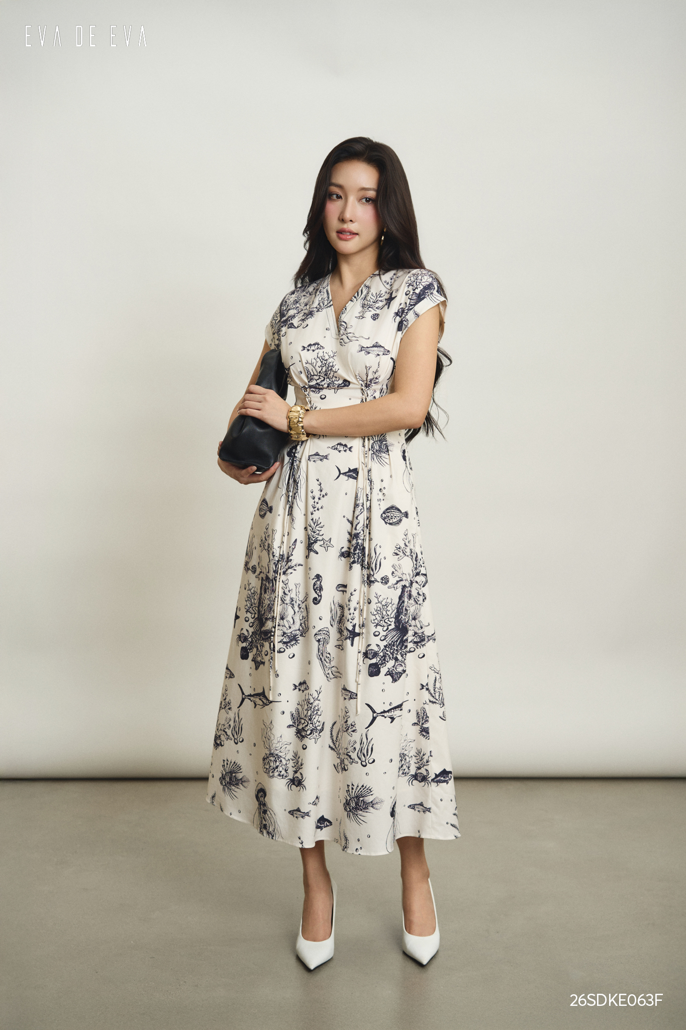  Đầm tay ngắn, Dáng thắt eo 26SDKE063F 